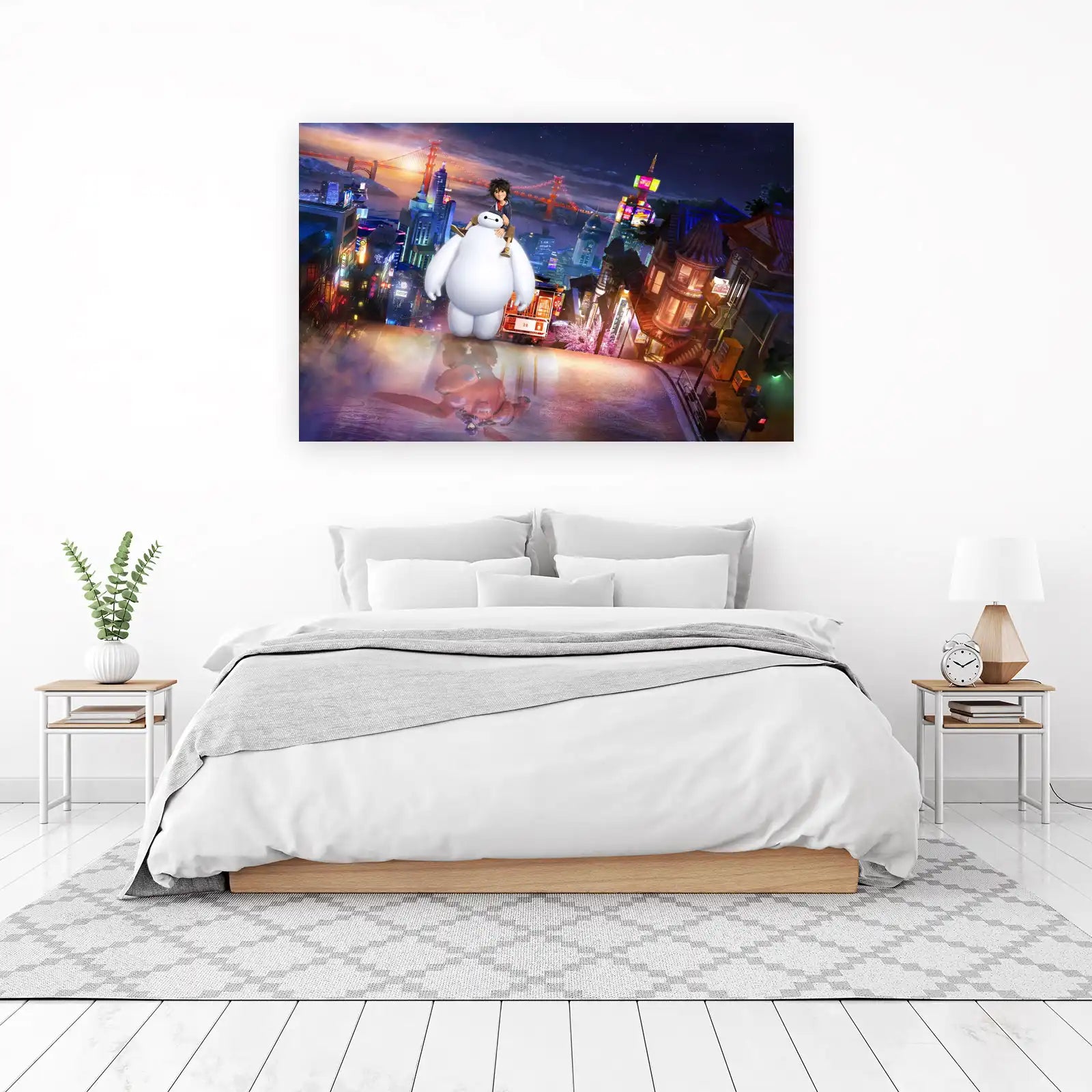 Baymax & Hiro Cityscape Wall Art