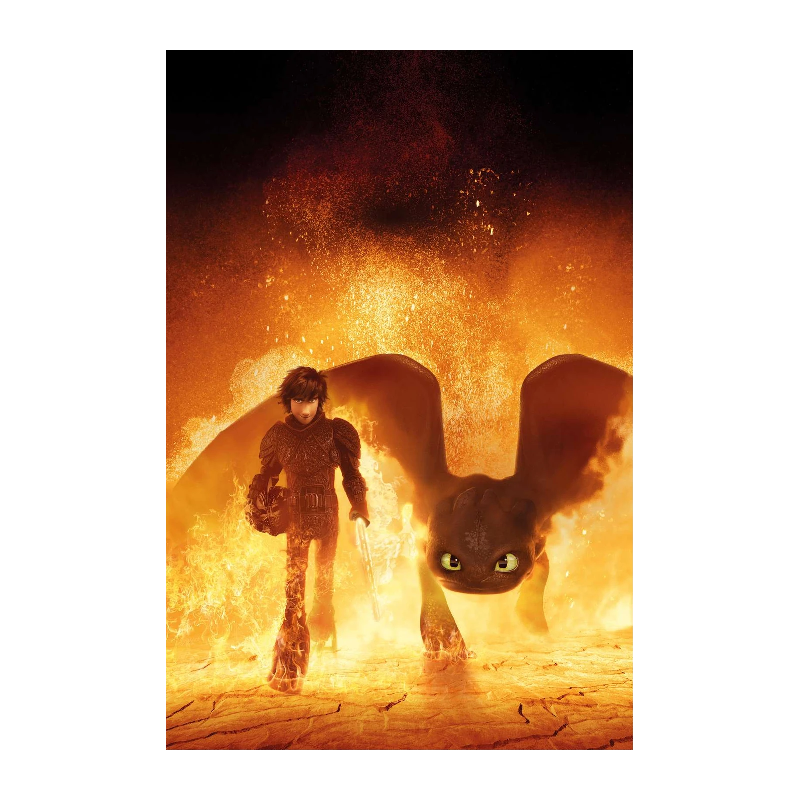 Hiccup & Toothless Fiery Flight Wall Art