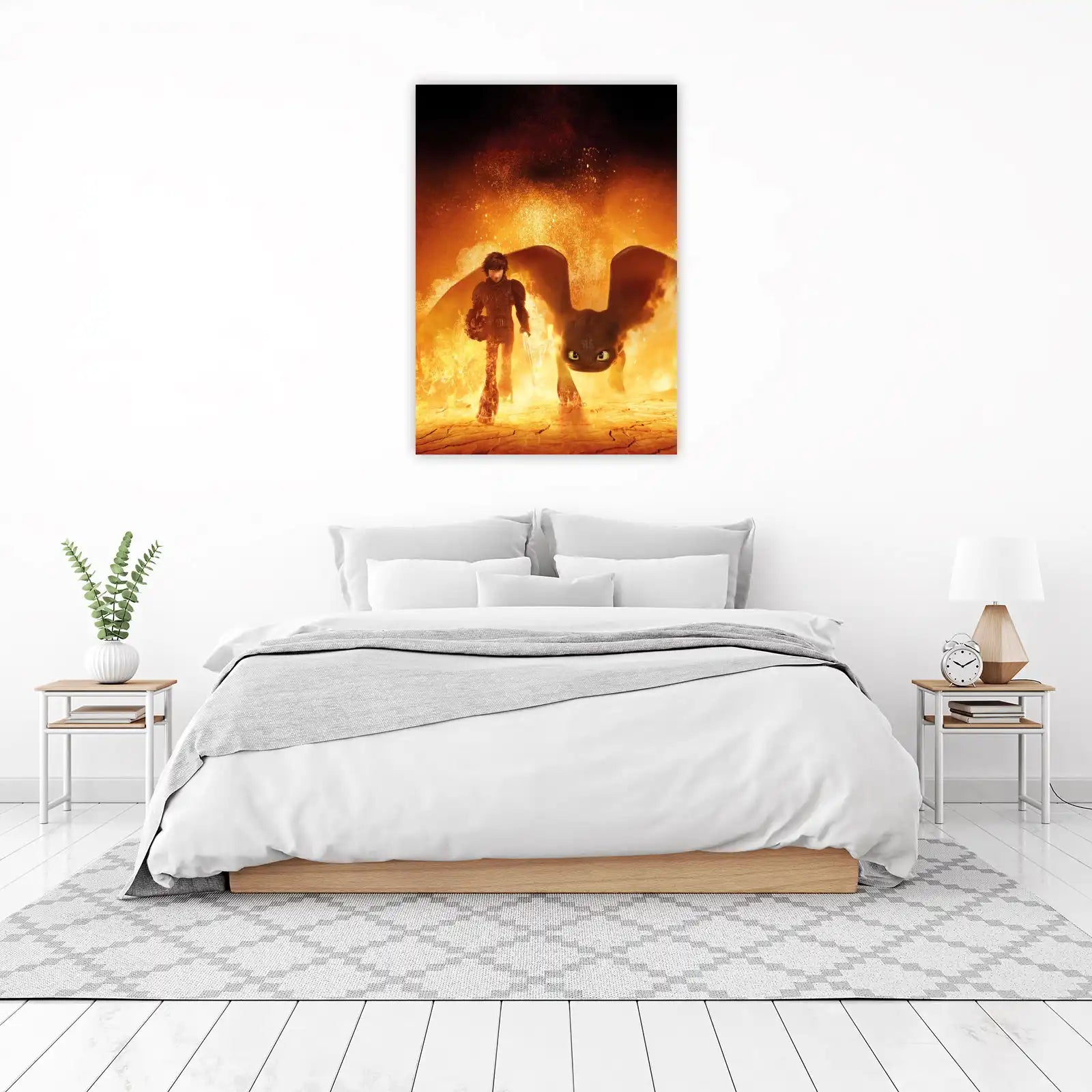 Hiccup & Toothless Fiery Flight Wall Art