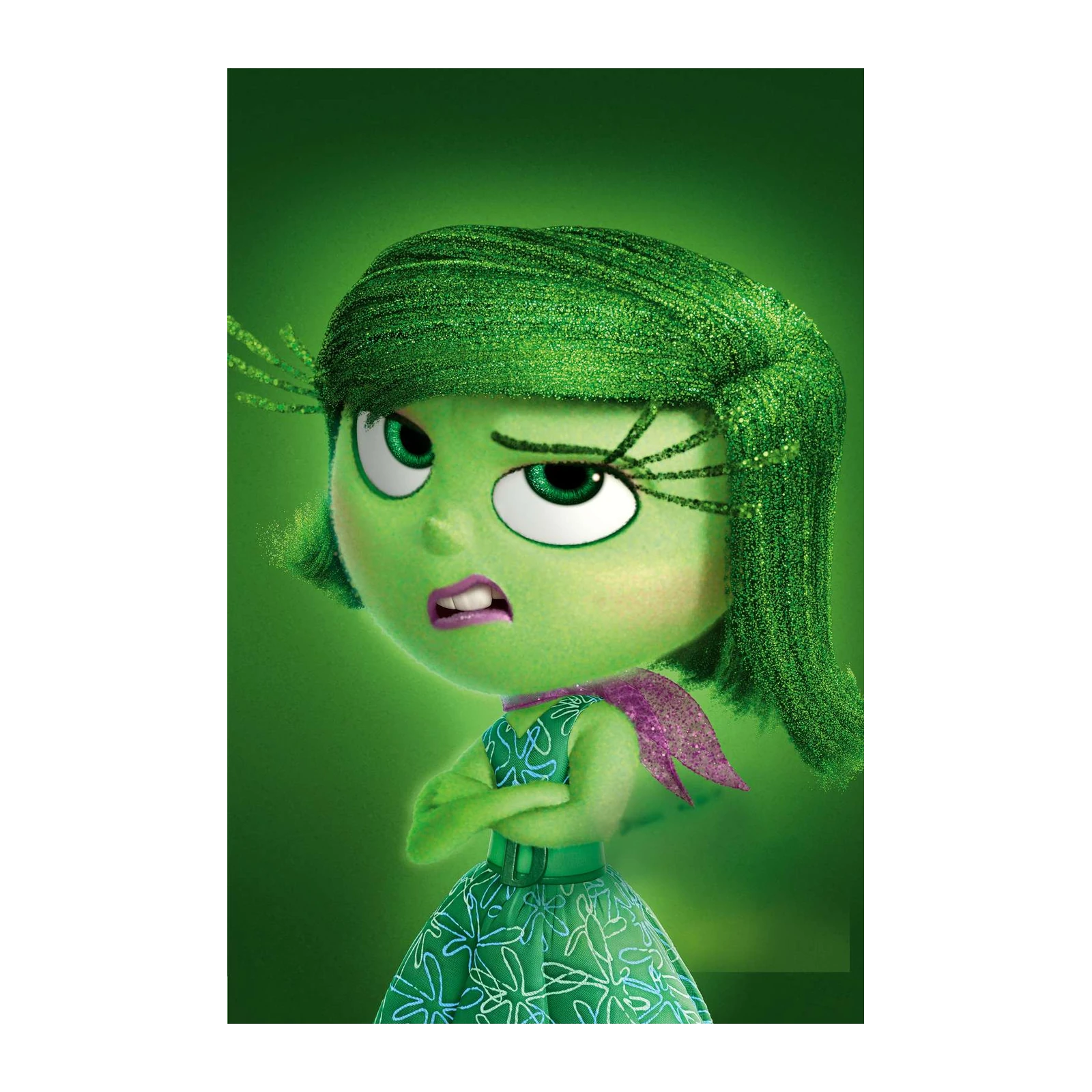 Disgust Inside Out Character Green Glitter Wall Art