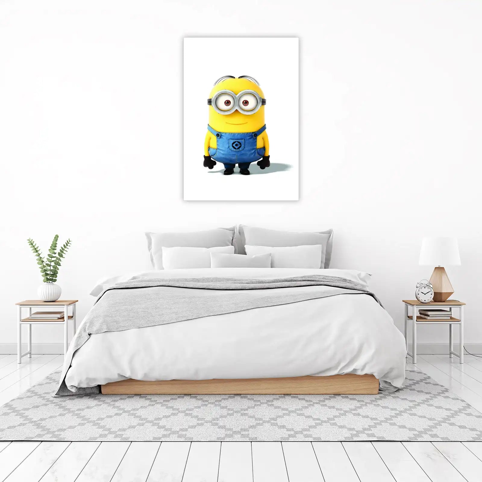 Cute Minion Character Denim Overalls Wall Art