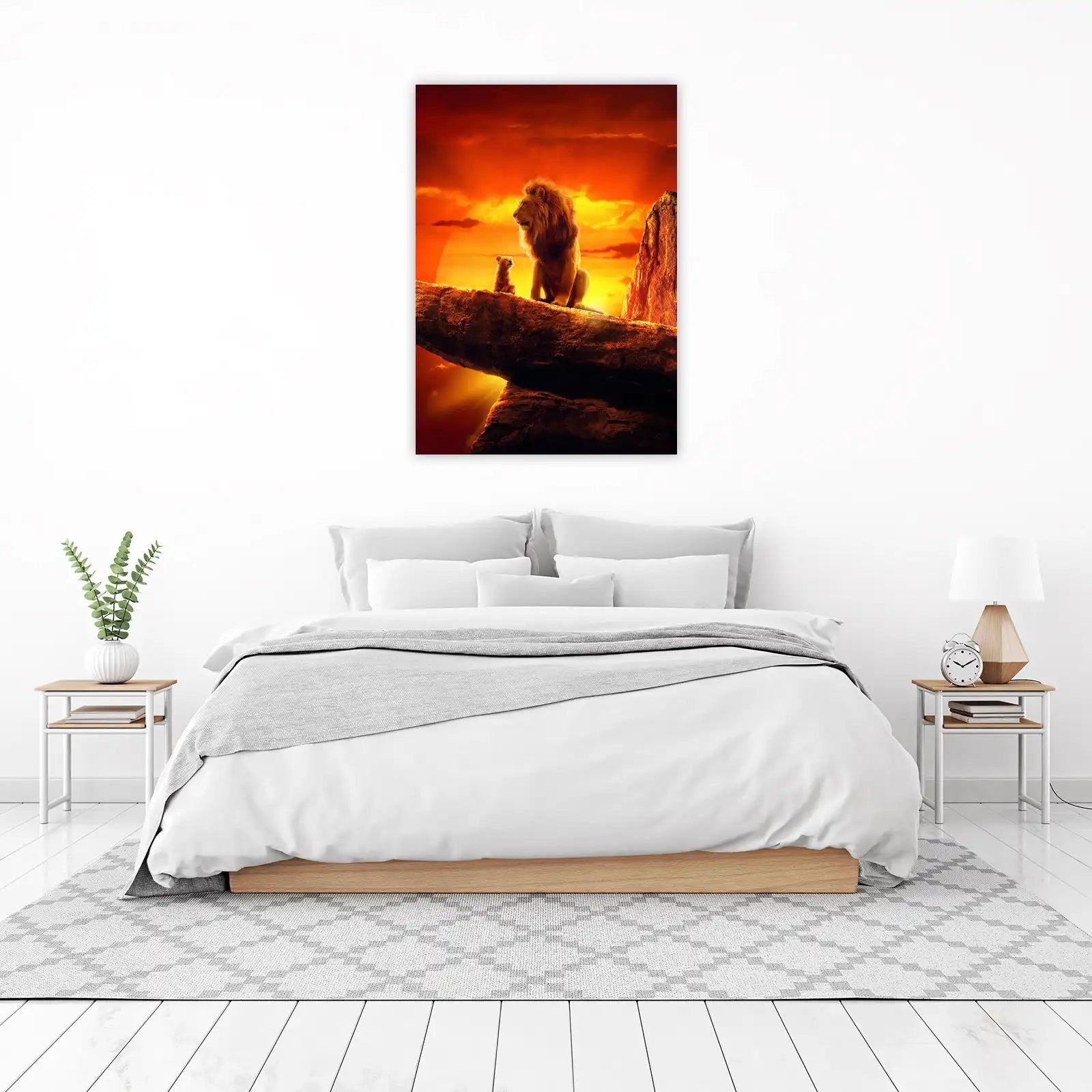 Majestic Lion & Cub Sunset Wall Art