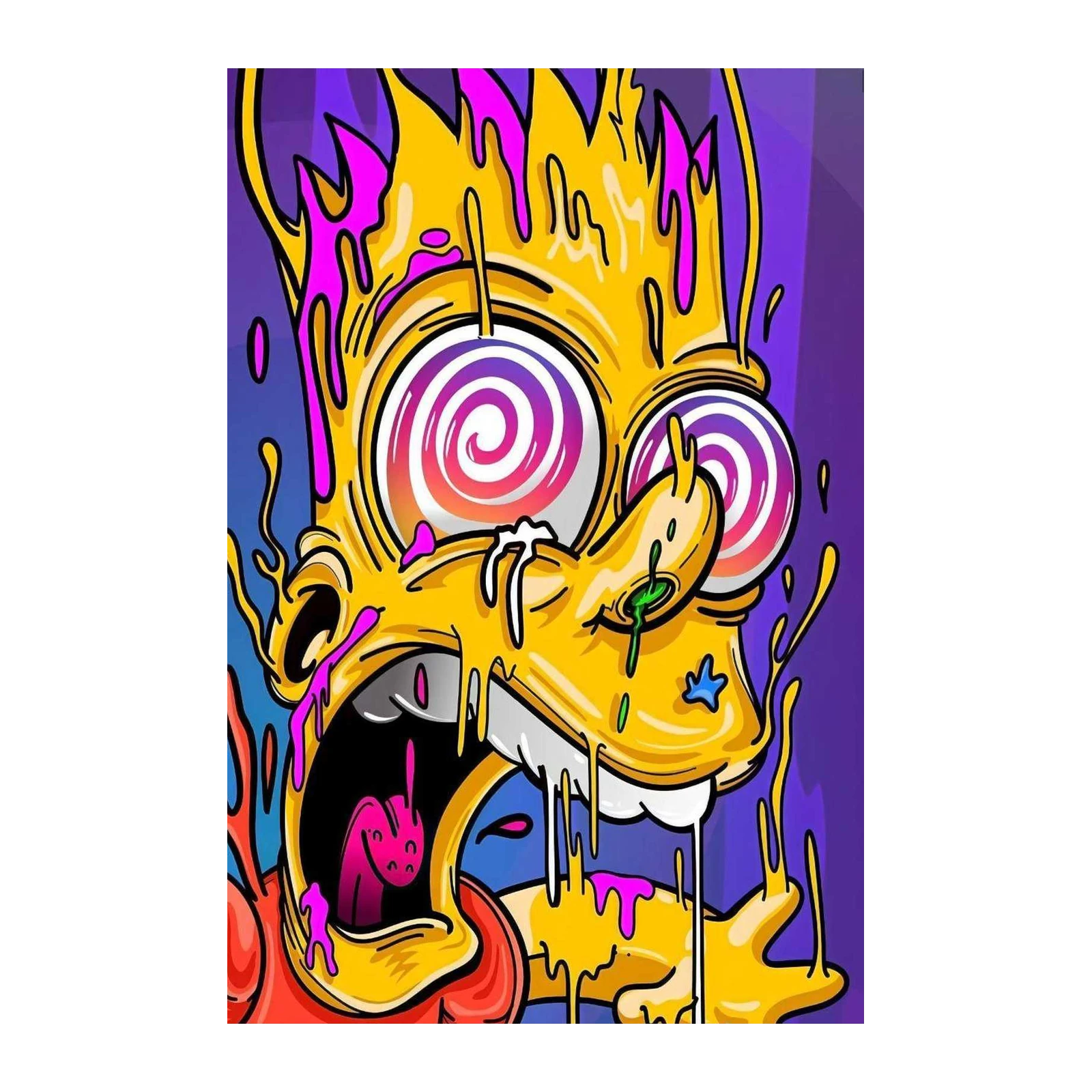 Psychedelic Bart Simpson Drip Wall Art