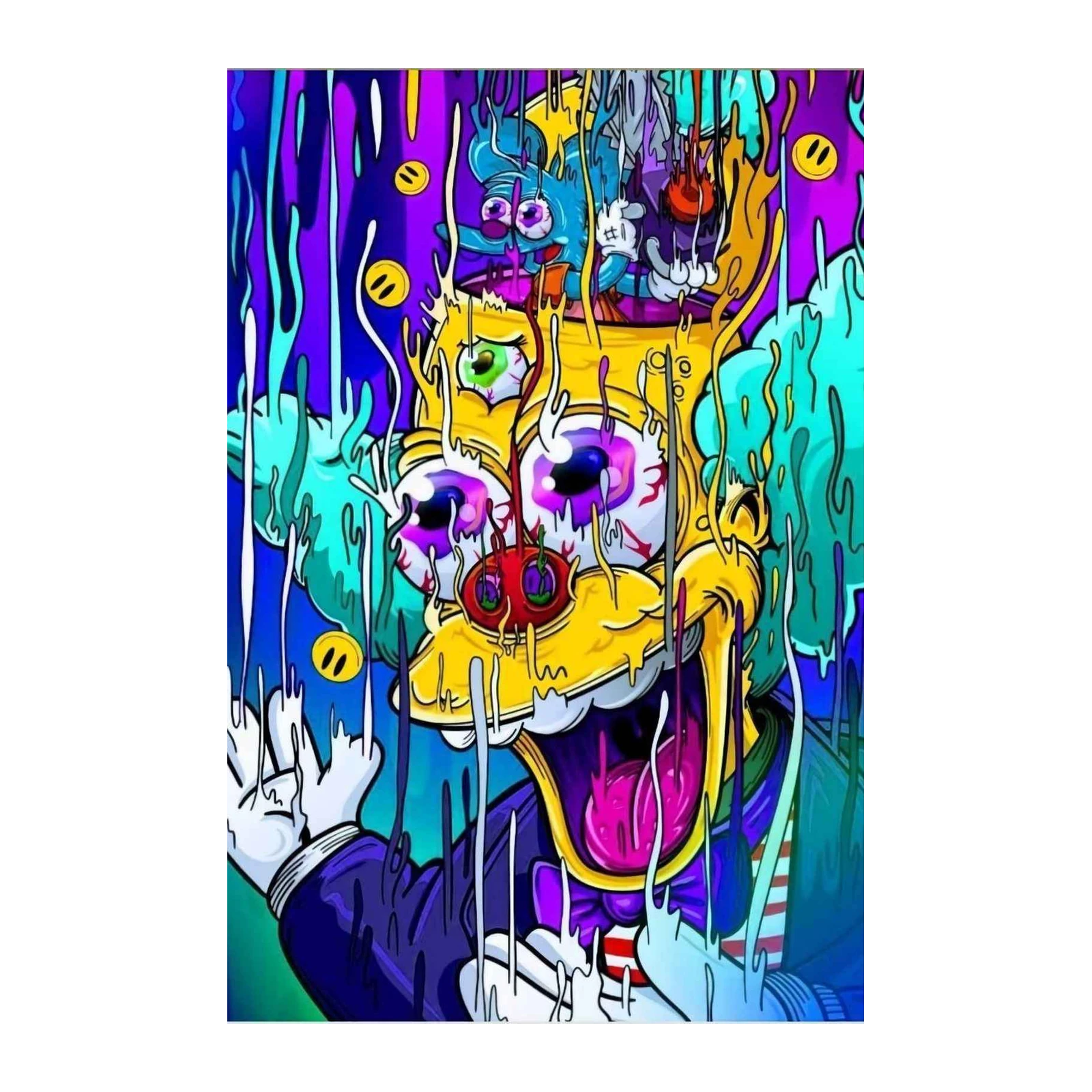 Psychedelic Clown Melting Drip Wall Art