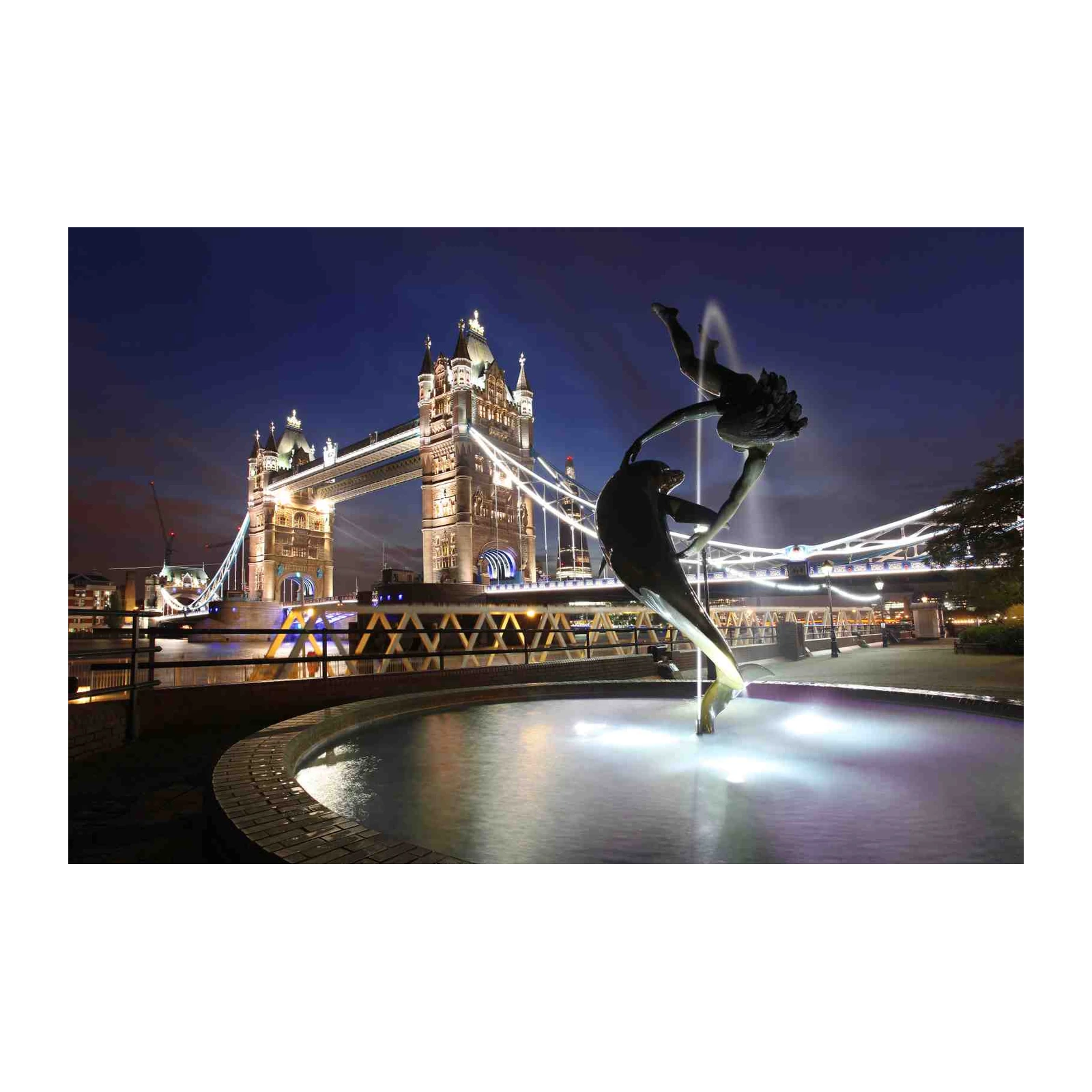London Tower Bridge Night Fountain Wall Art