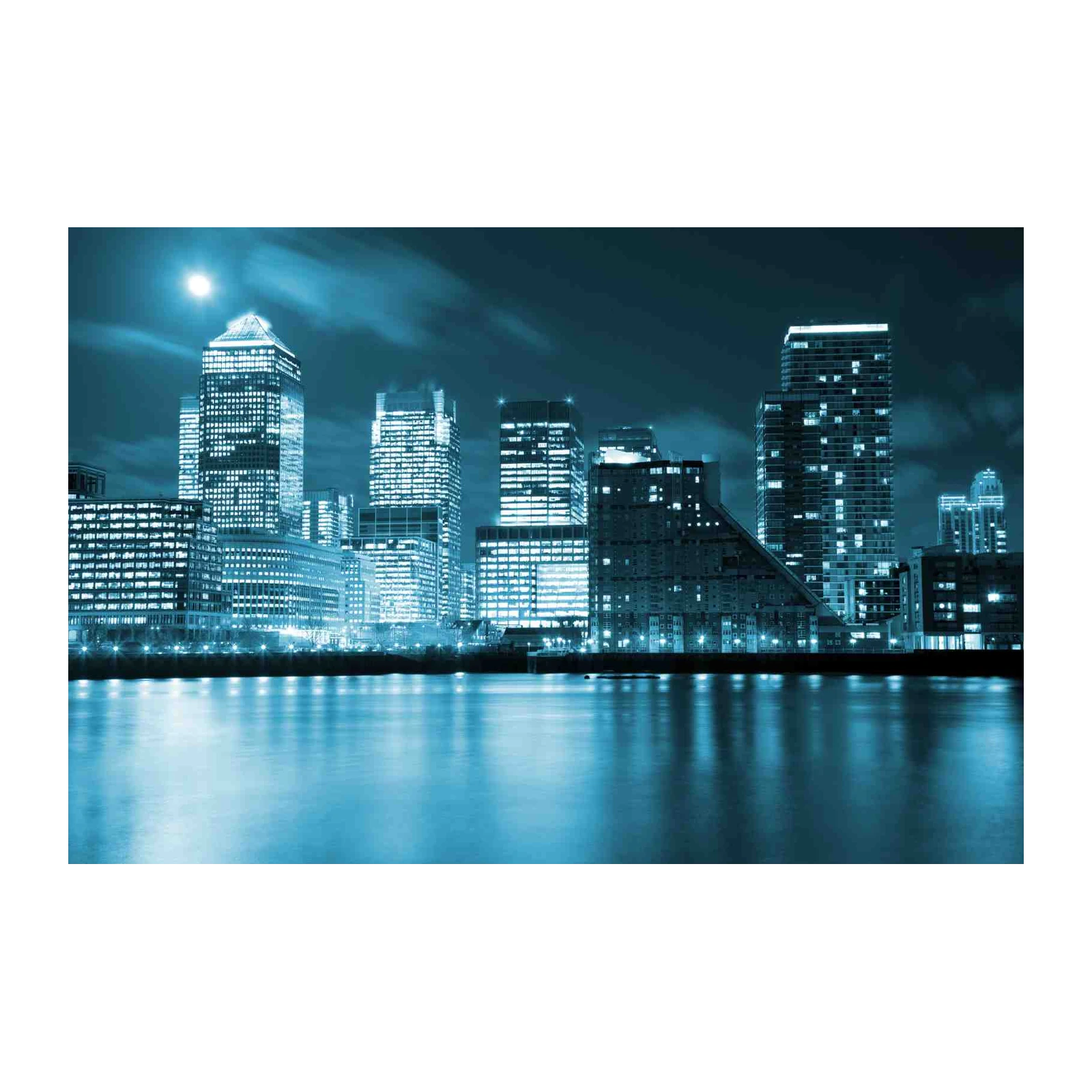 Modern Cityscape Blue Night Wall Art