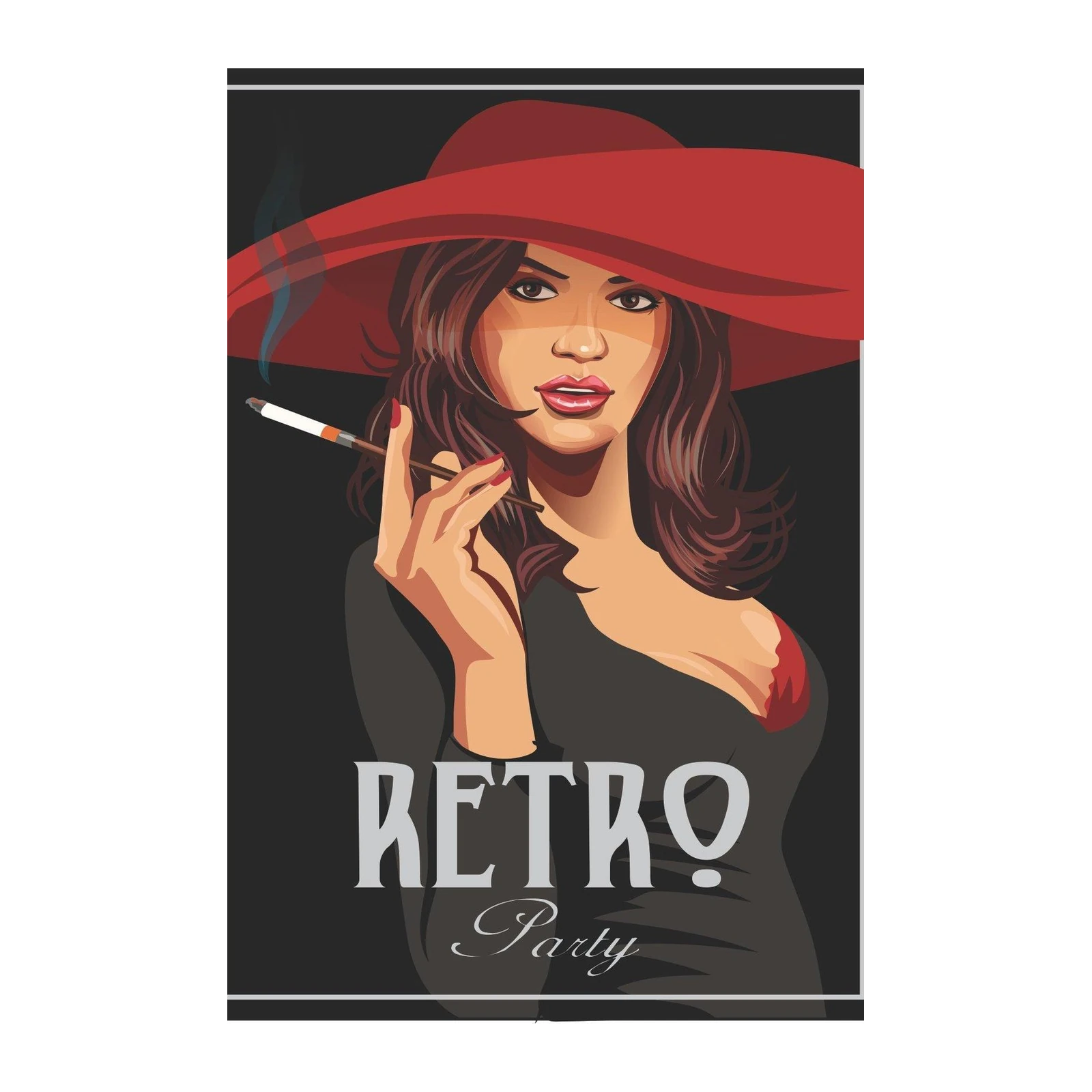Glamorous Retro Woman Smoking Wall Art