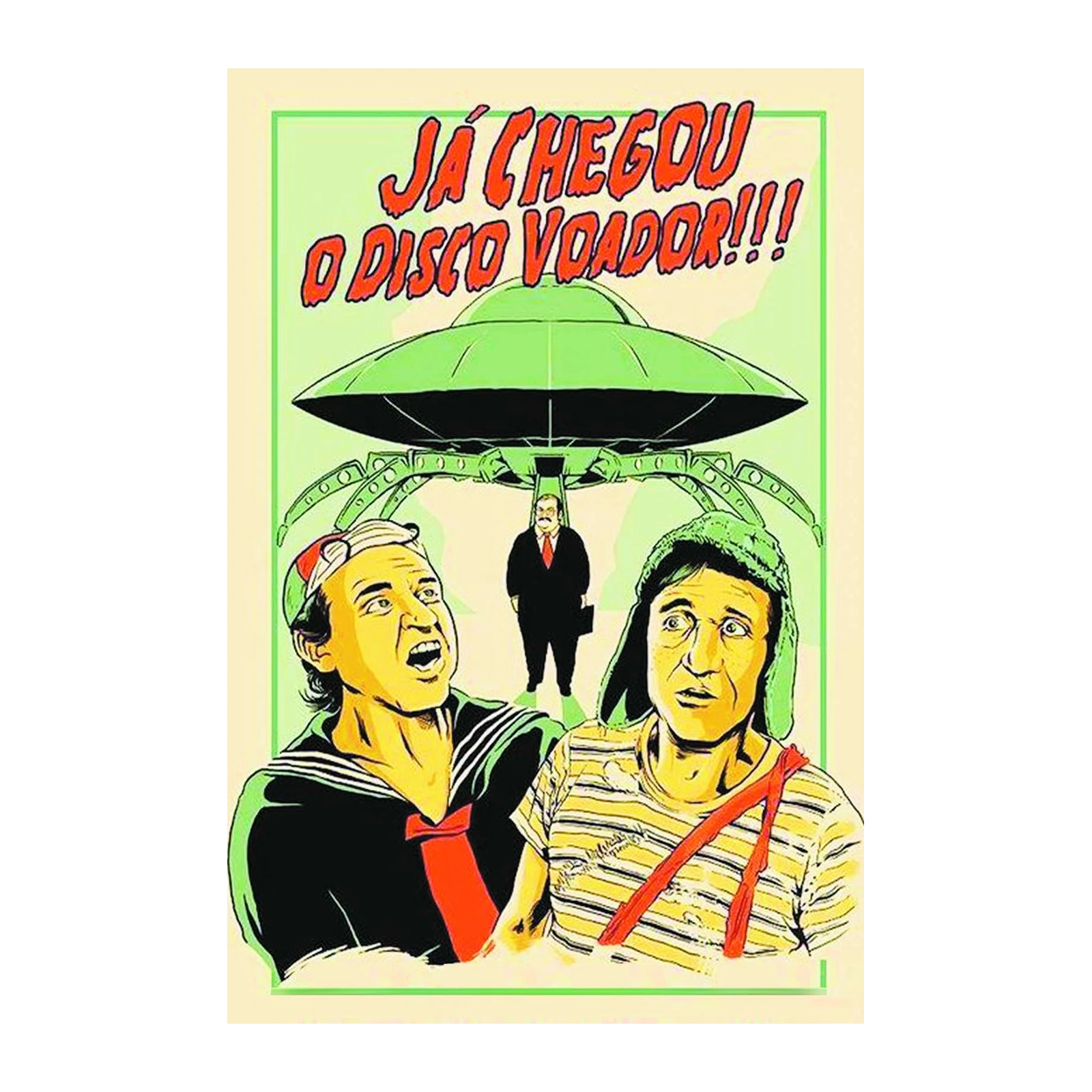 Vintage UFO Invasion Funny Cartoon Wall Art
