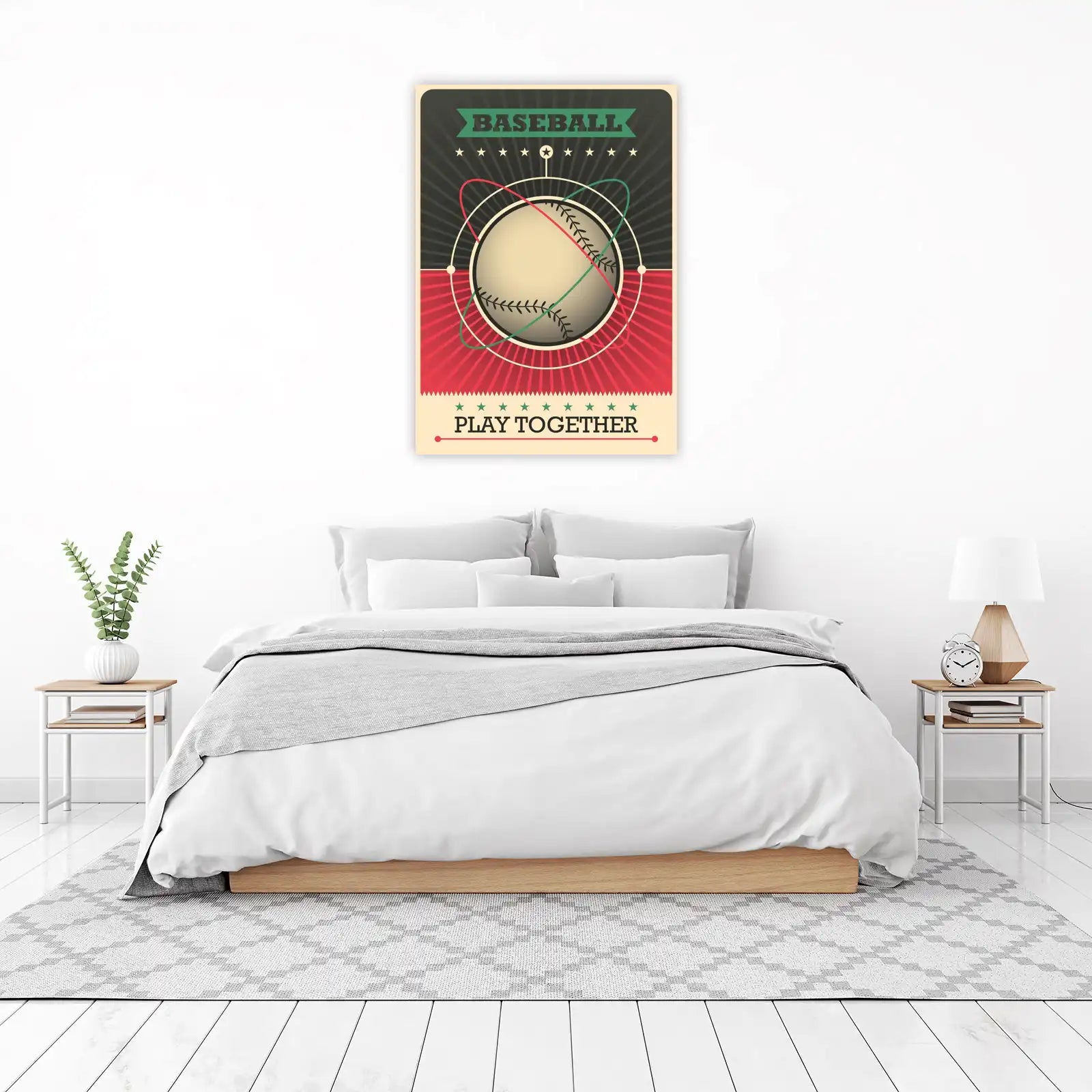 Vintage Baseball Art | Retro Play Together Wall Art