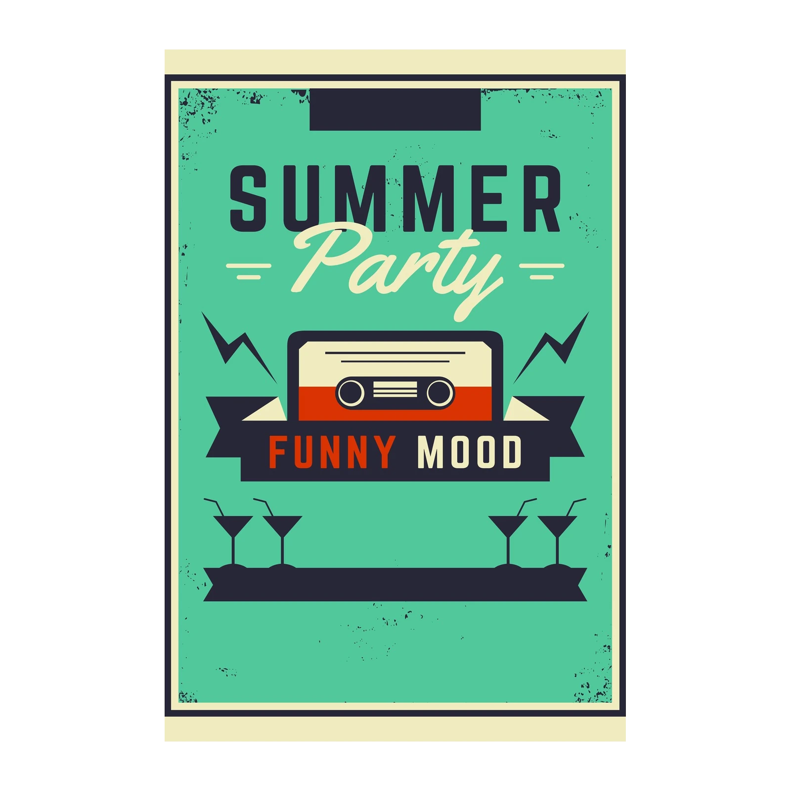 Retro Summer Party Cassette Tape Wall Art