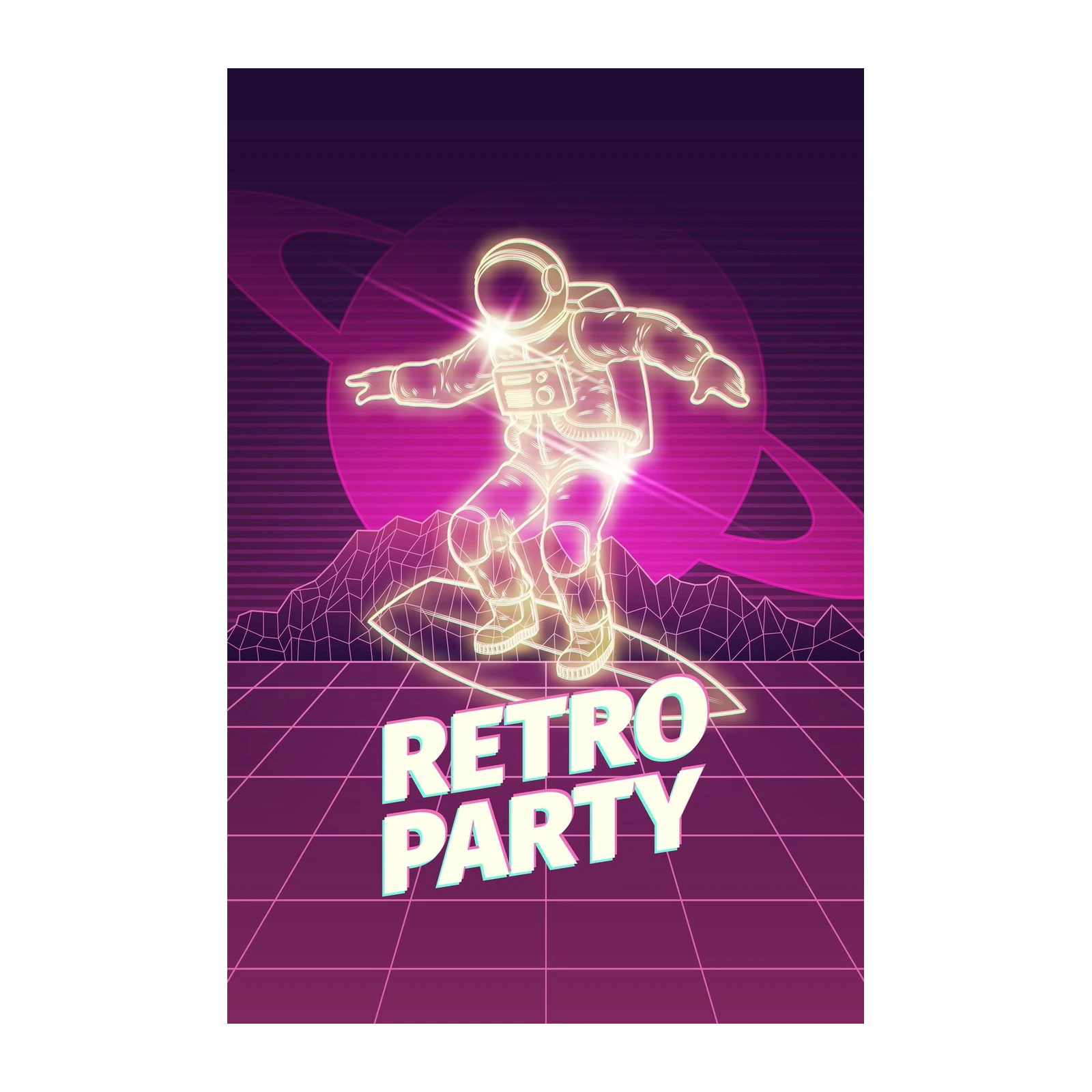 Retro Astronaut Space Party Wall Art