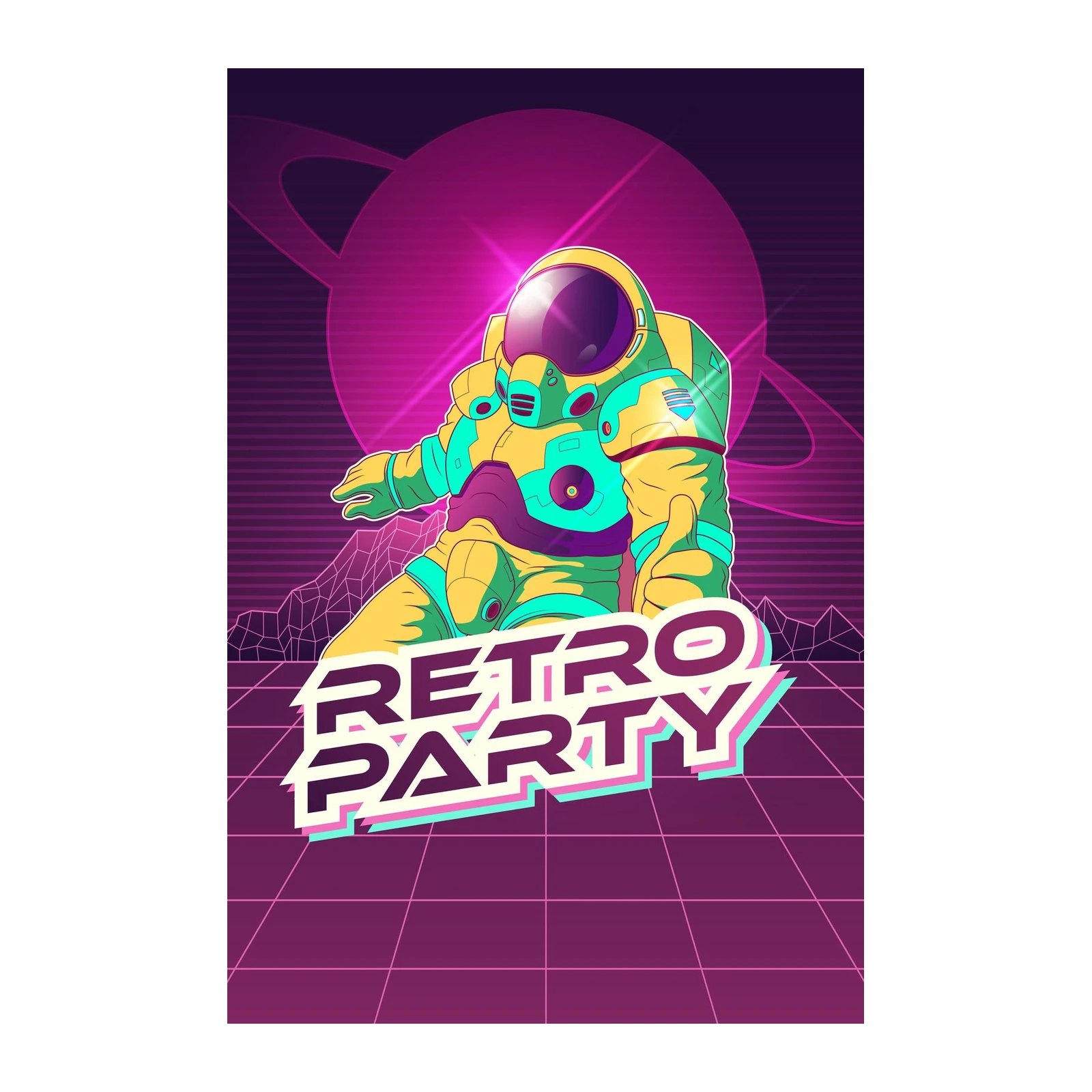 Retro Astronaut Synthwave Wall Art