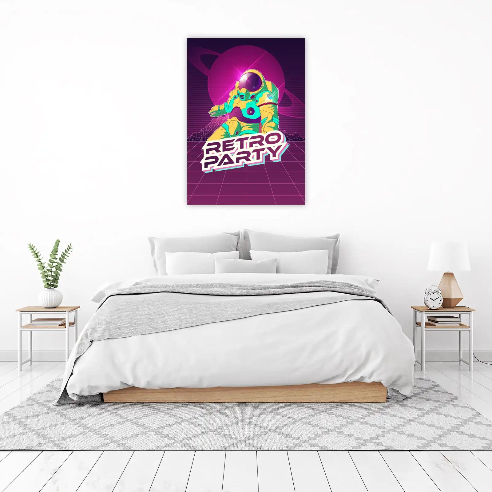Retro Astronaut Synthwave Wall Art