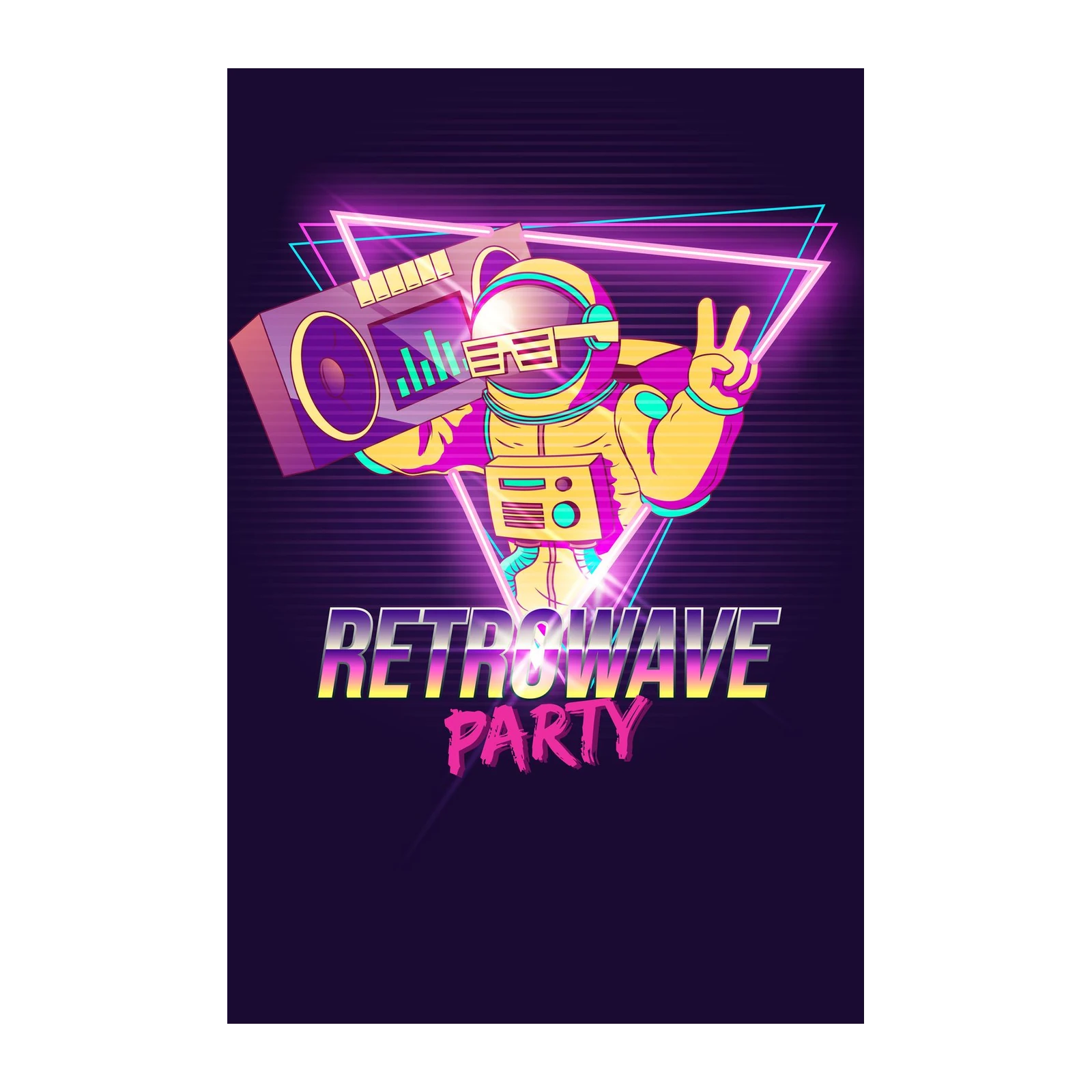 Retro Astronaut Boombox Party Wall Art