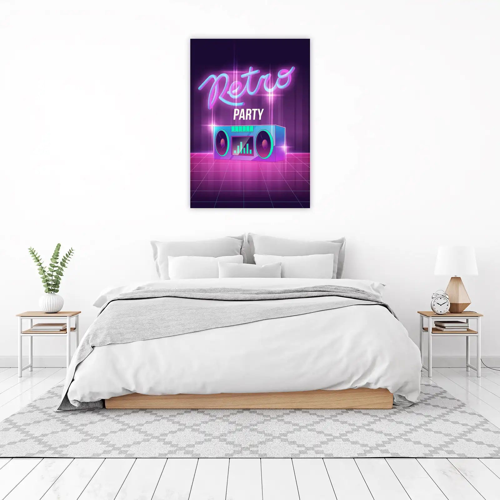 Retro Boombox Neon Vibes Wall Art