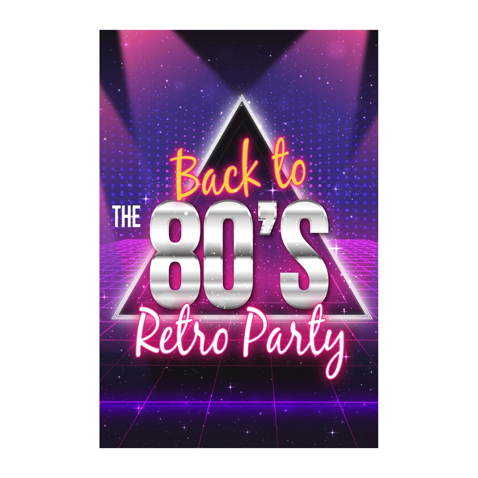 Retro 80s Party Neon Grid Wall Art