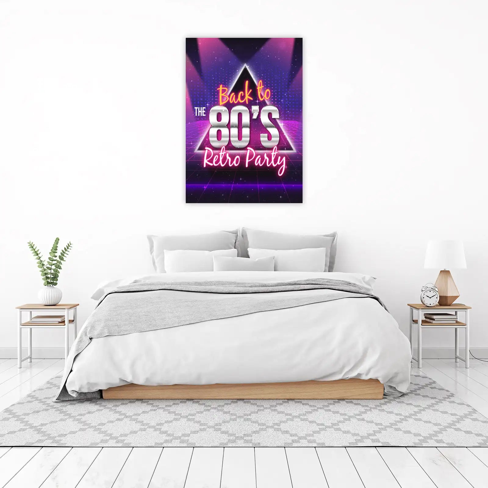 Retro 80s Party Neon Grid Wall Art