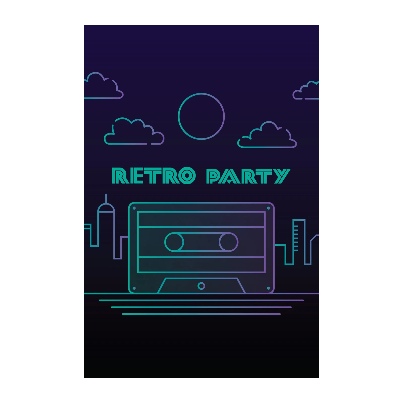 Retro Cassette Cityscape Wall Art