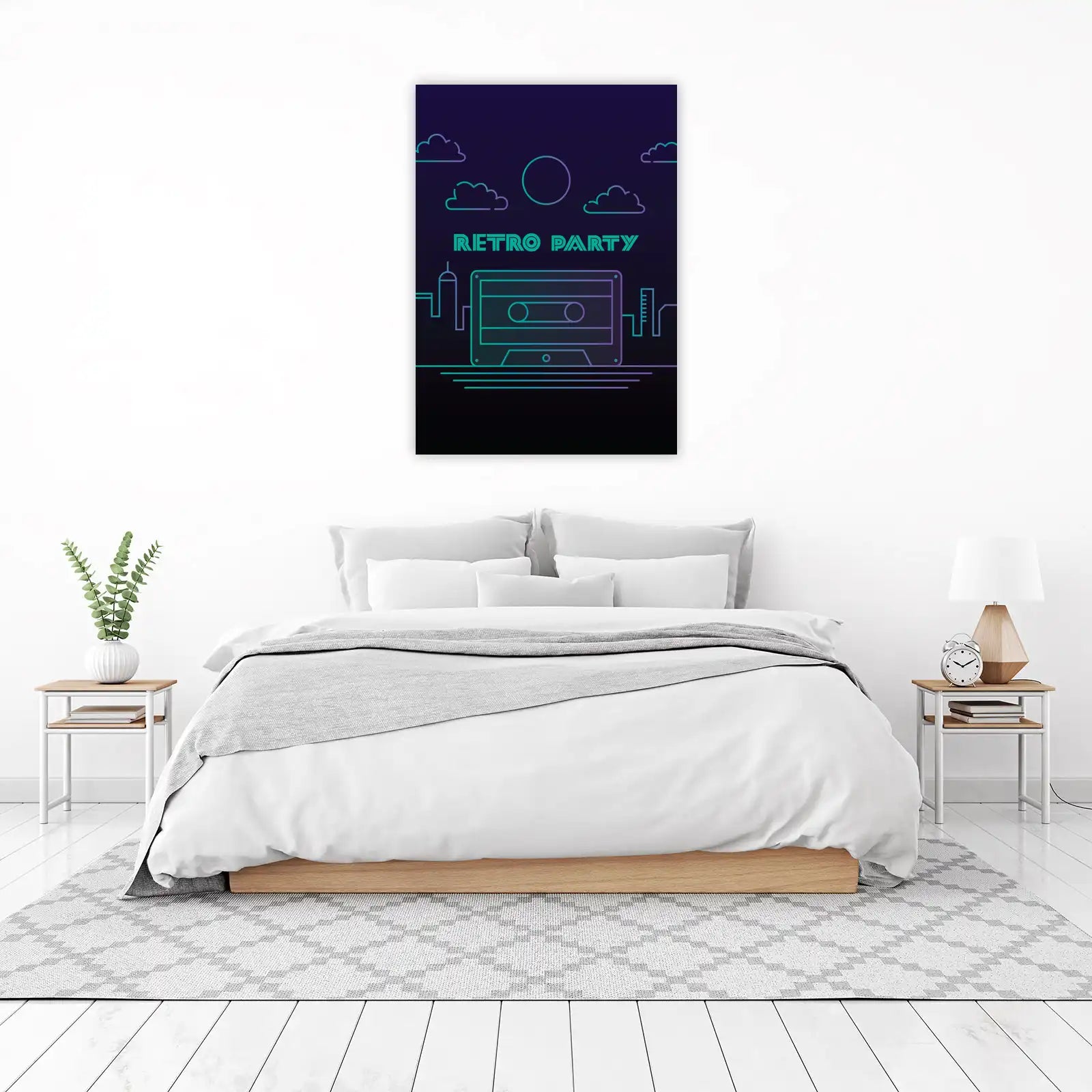 Retro Cassette Cityscape Wall Art