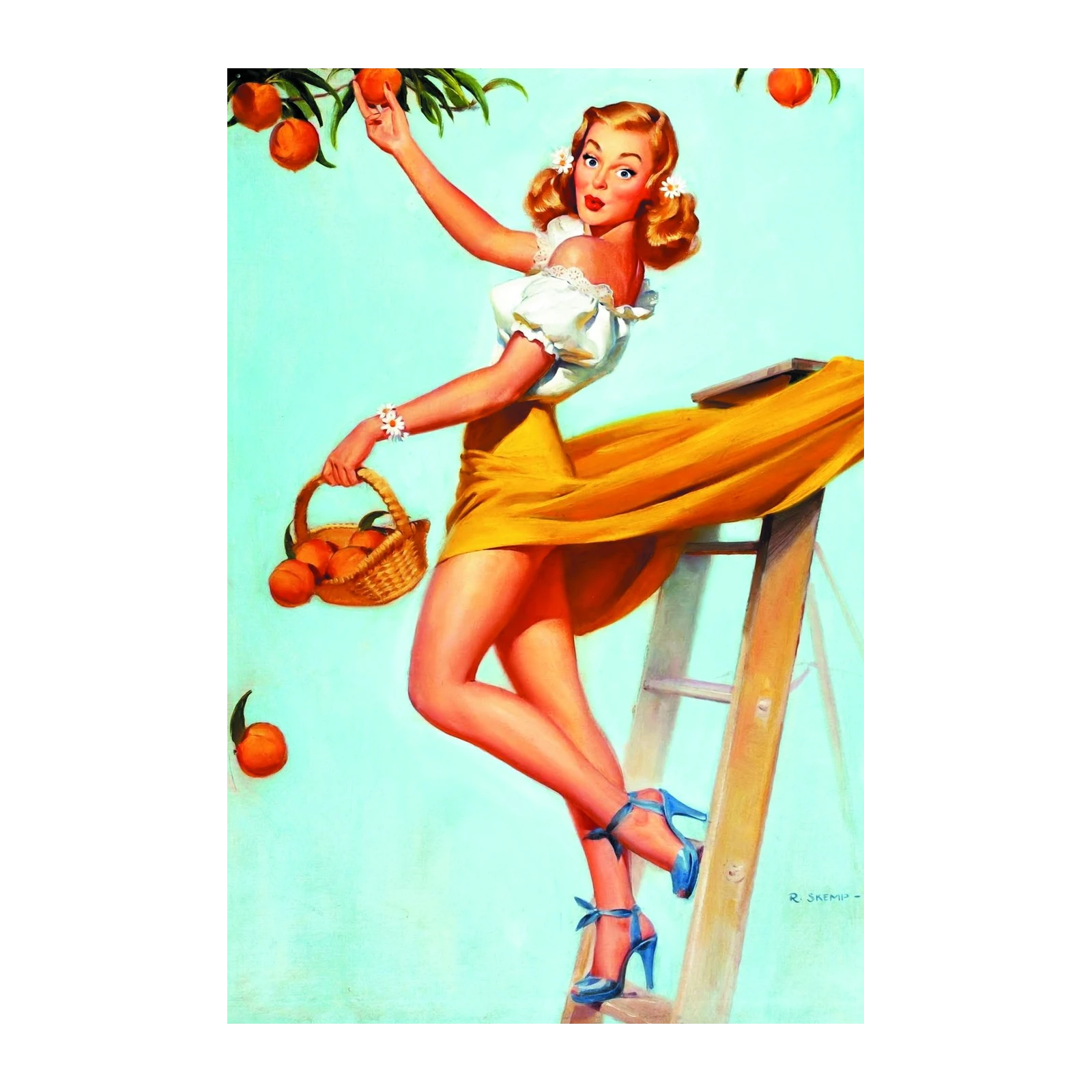 Vintage Peach Picker Pin-Up Wall Art