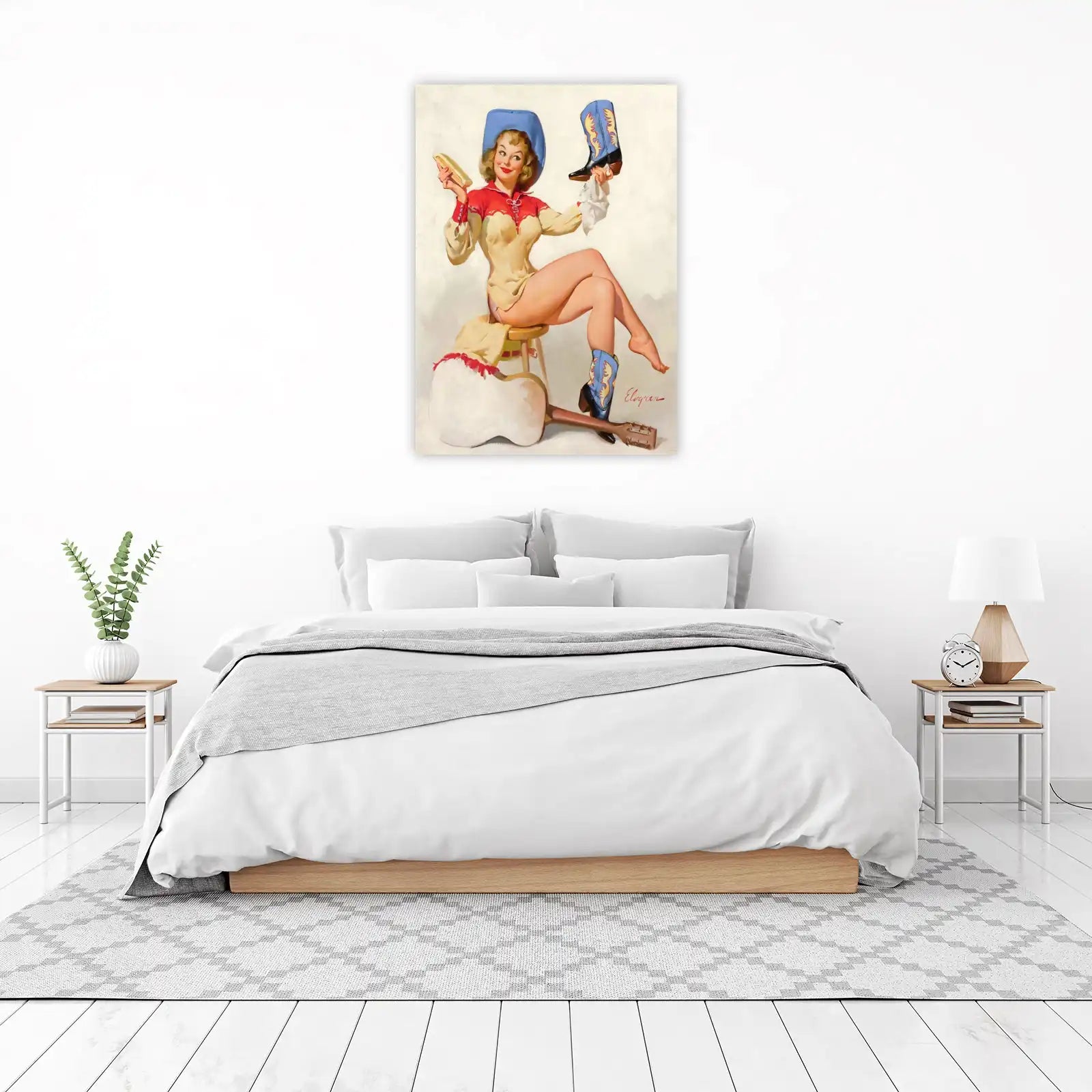 Vintage Pin-up Cowgirl Boot Shine Wall Art