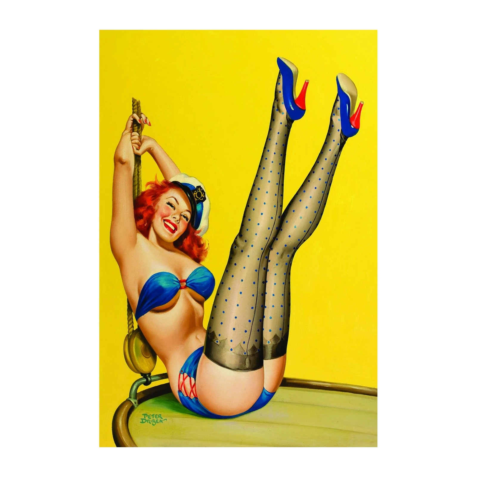 Retro Pin-Up Sailor Girl Beach Fun Wall Art