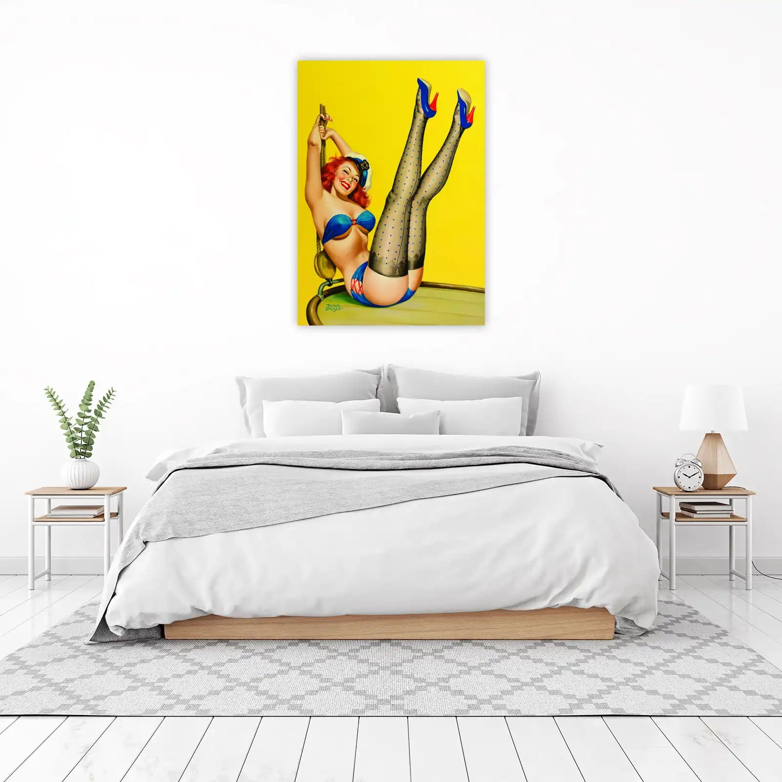 Retro Pin-Up Sailor Girl Beach Fun Wall Art