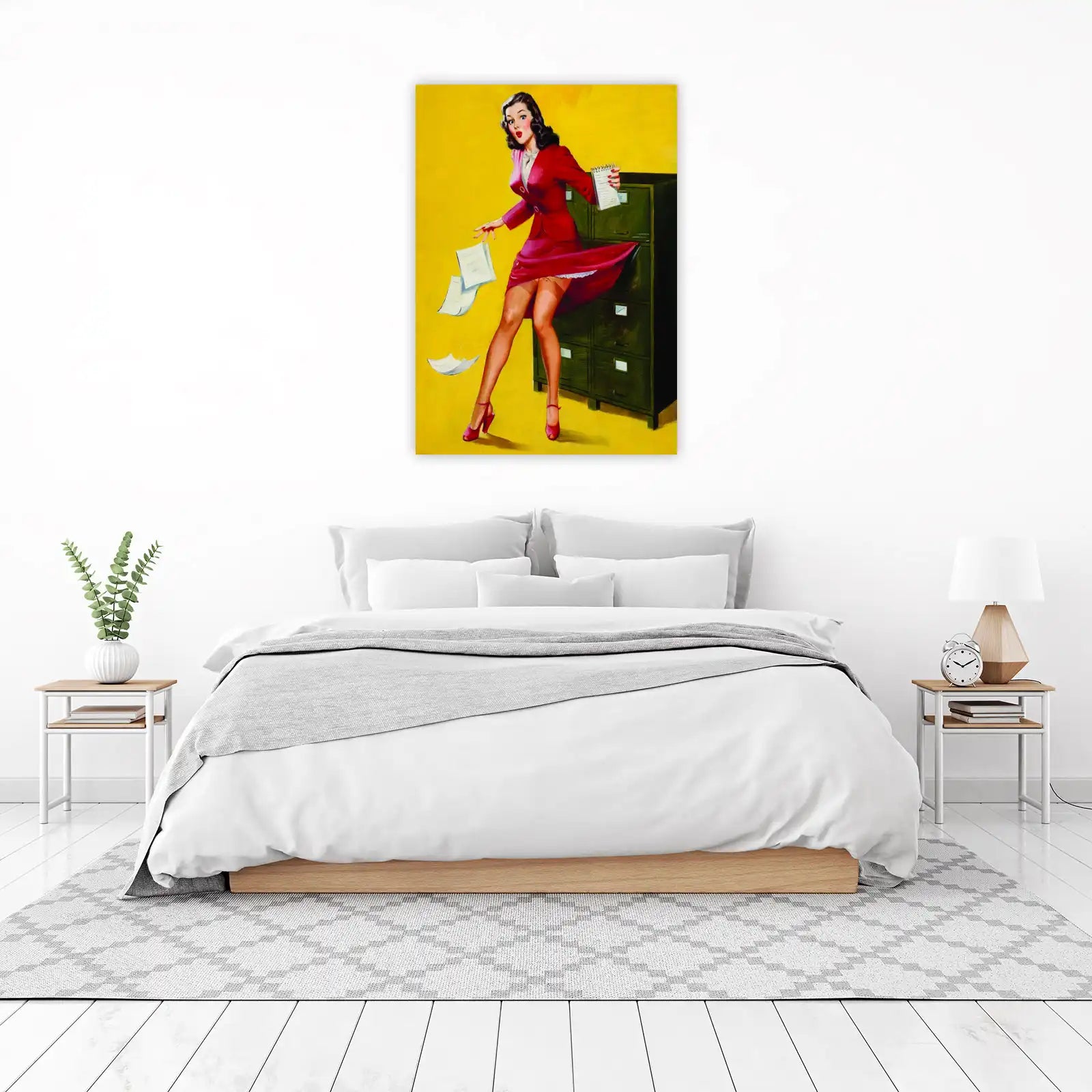 Vintage Pin-Up Secretary Red Skirt Wall Art