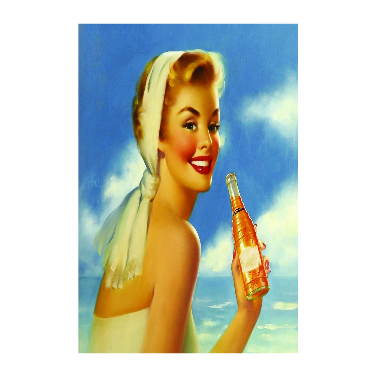 Vintage Pin-Up Soda Girl Beach Wall Art