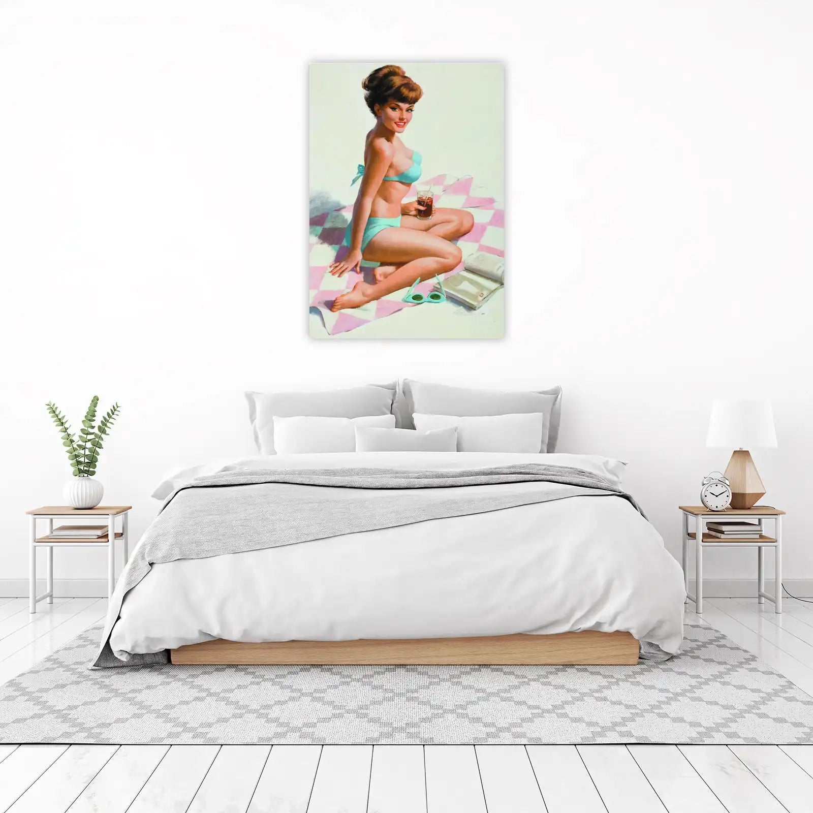 Retro Beach Babe Refreshing Drink Wall Art
