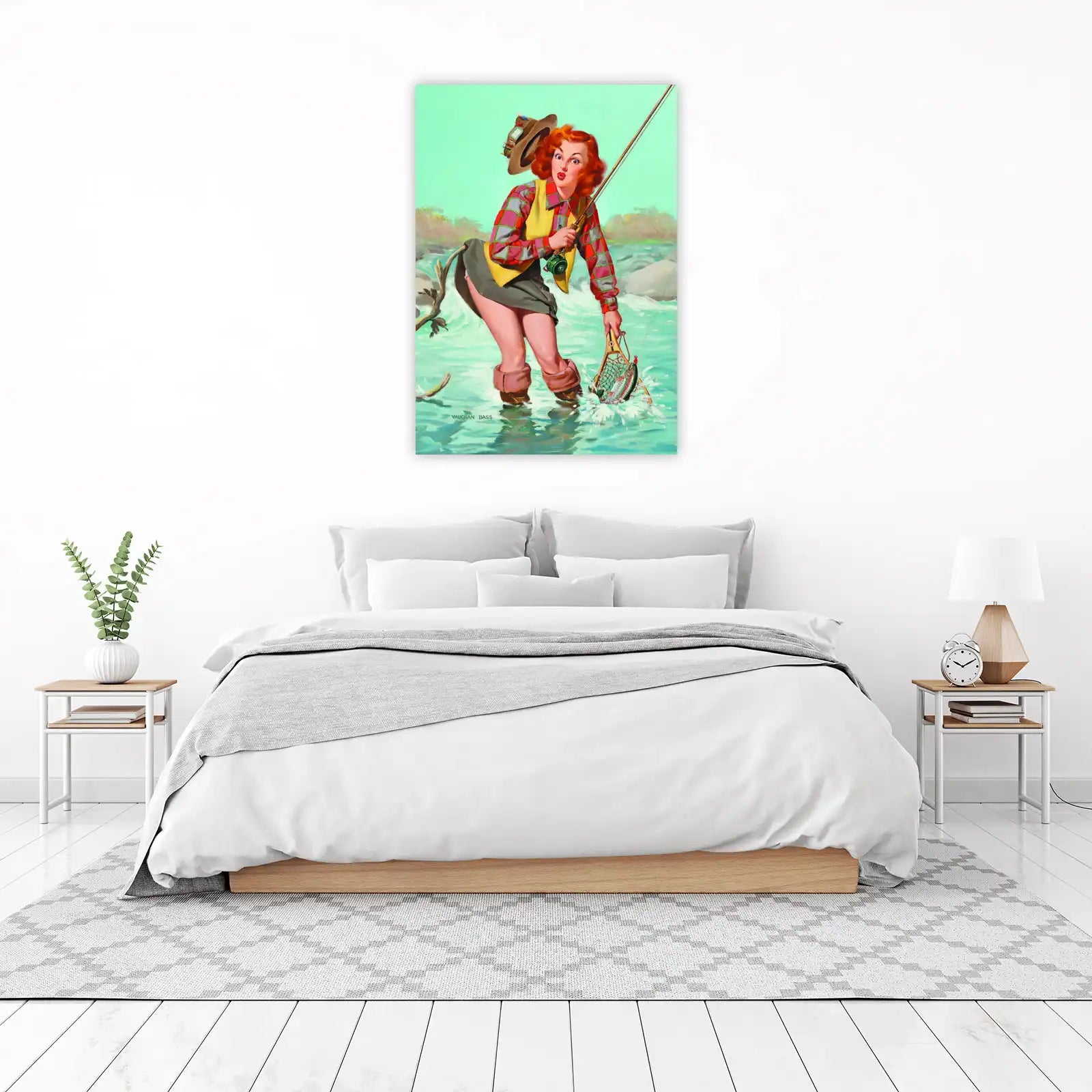 Retro Fishing Pin-Up Girl Wall Art