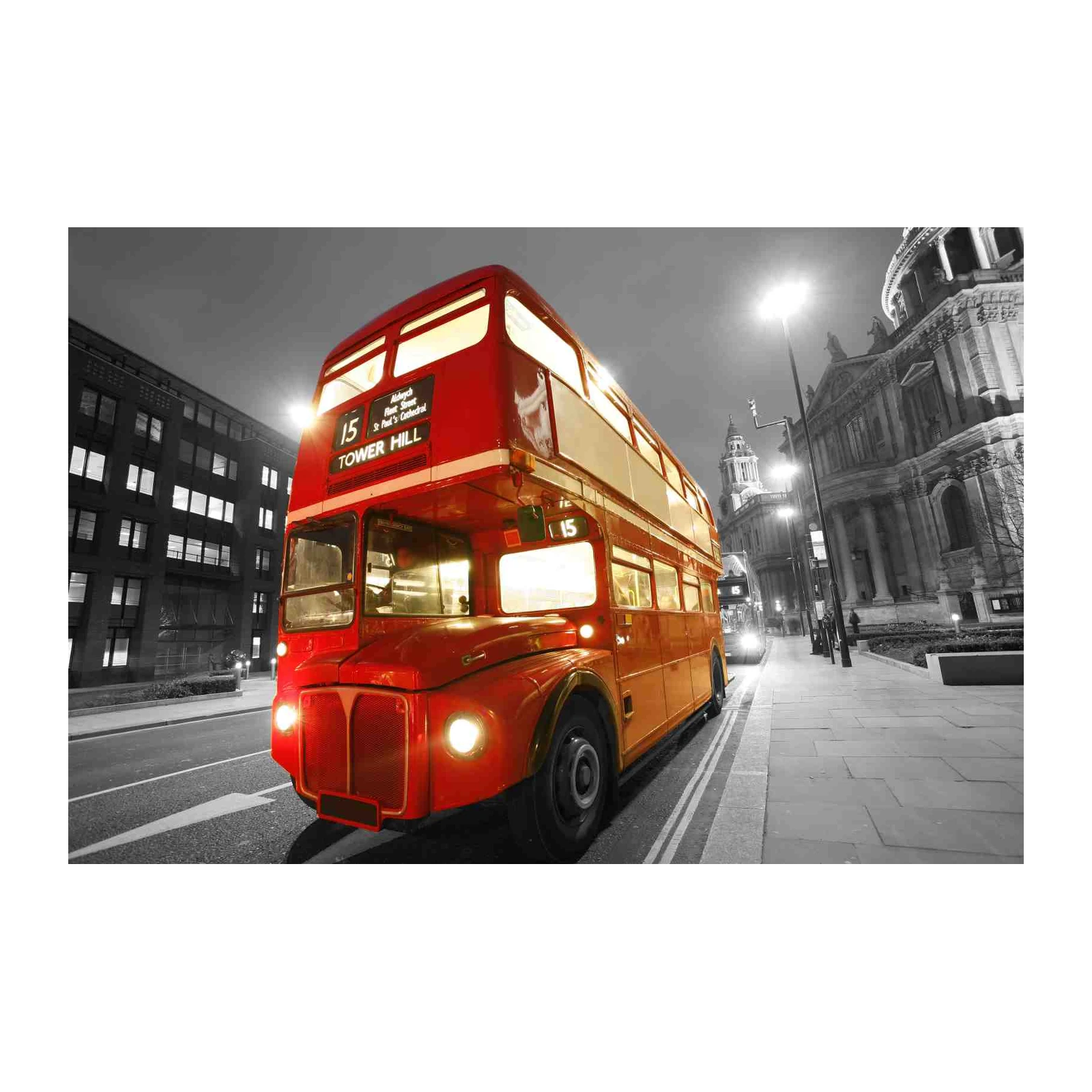 Iconic London Red Bus Night Scene Wall Art