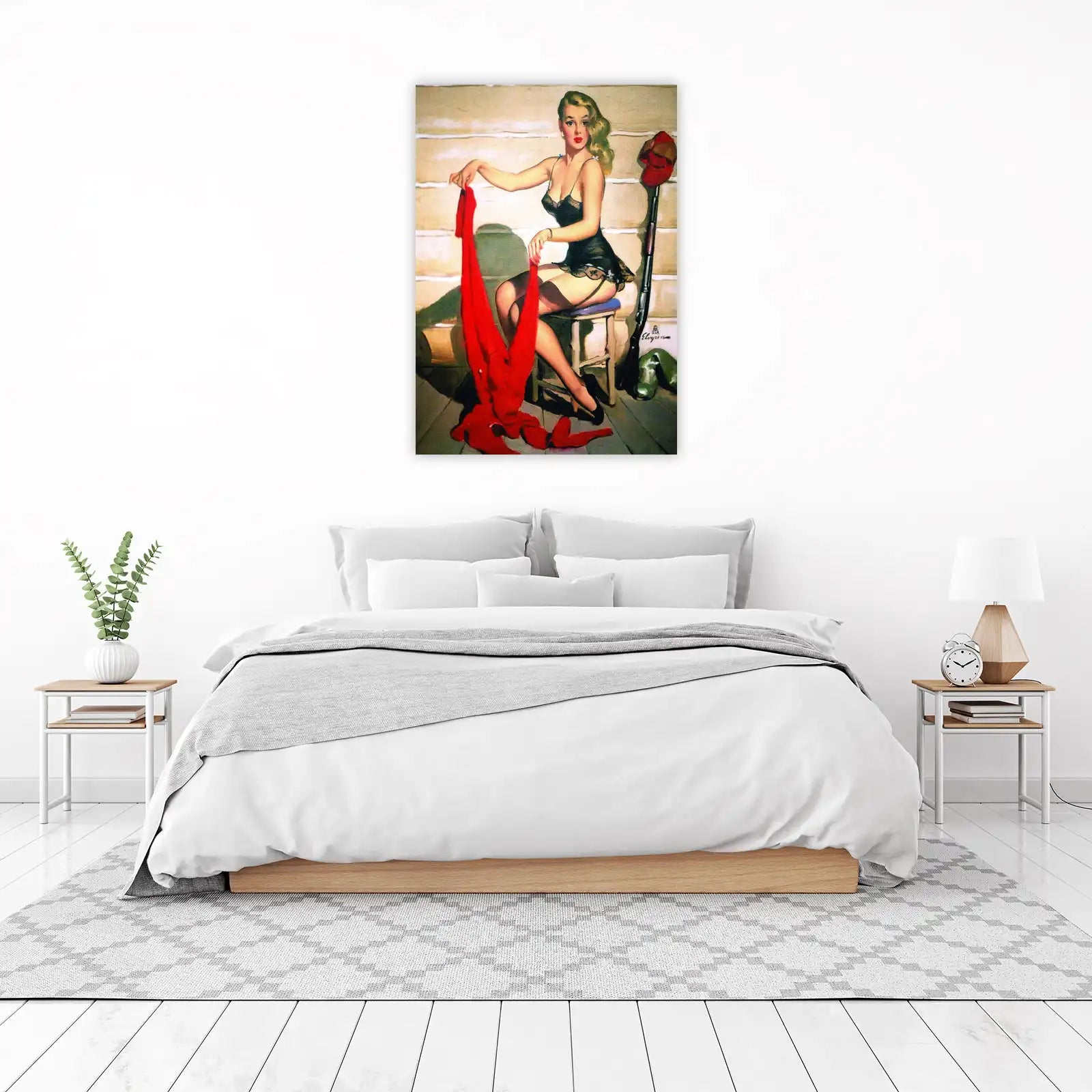 Retro Pin-Up Girl Red Stockings Wall Art