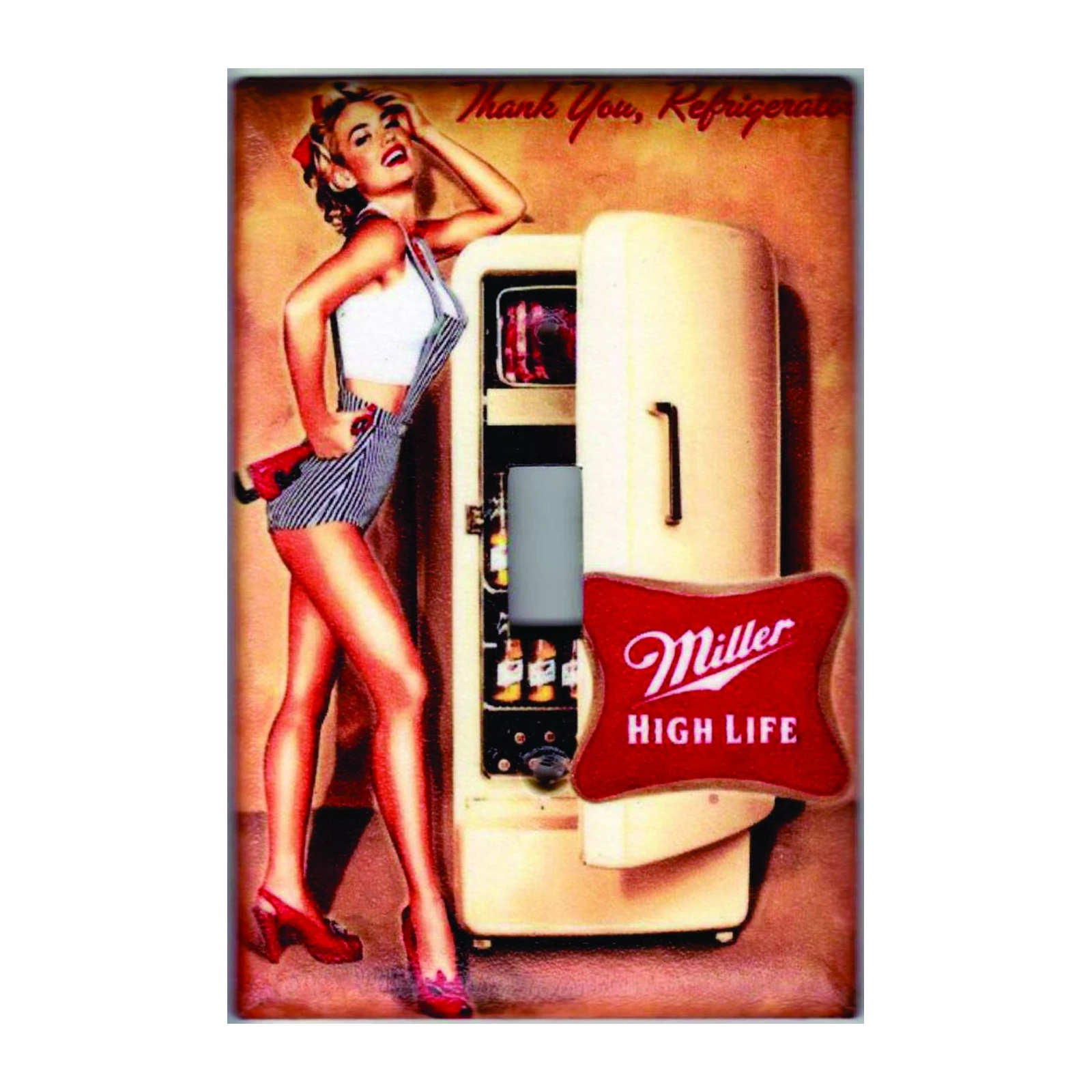 Retro Pin-Up Miller High Life Fridge Wall Art