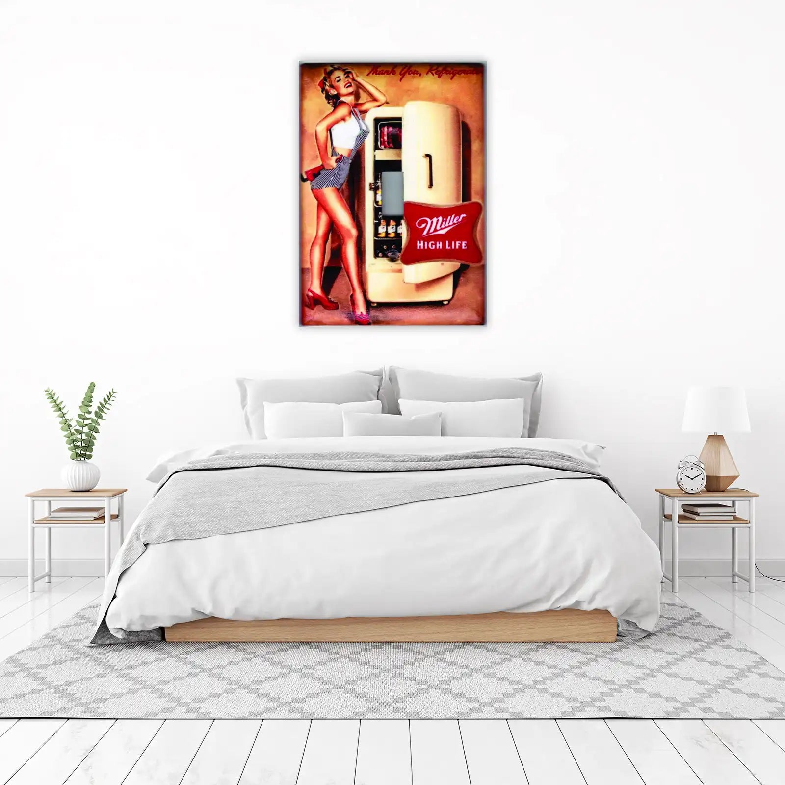 Retro Pin-Up Miller High Life Fridge Wall Art