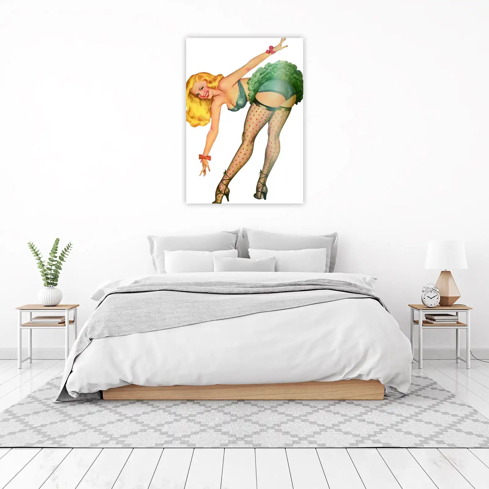 Retro Pin-Up Girl with Polka Dots Wall Art