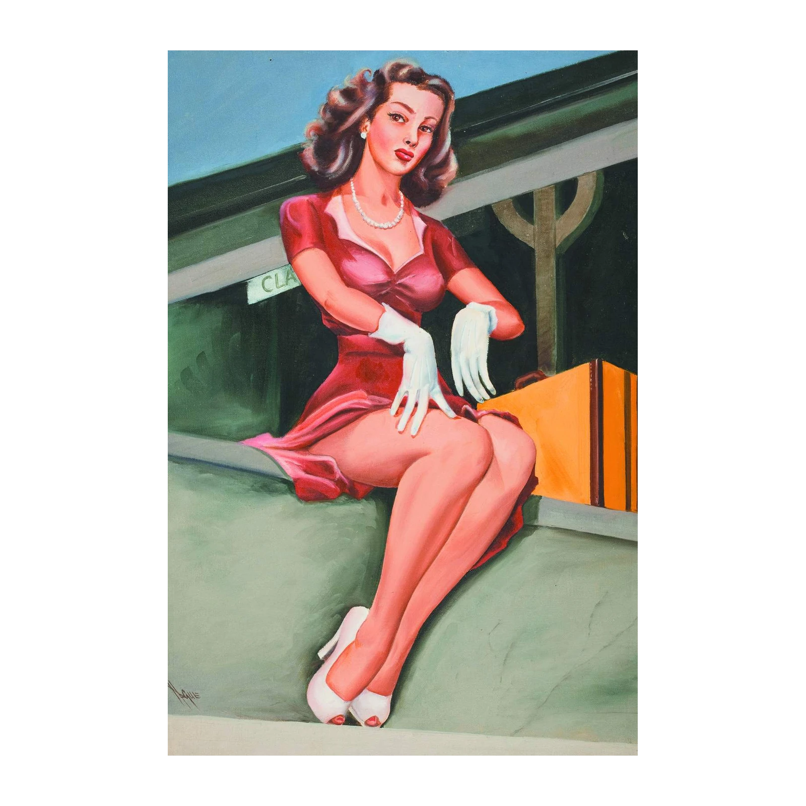 Vintage Pin-Up Glamour Red Dress Wall Art