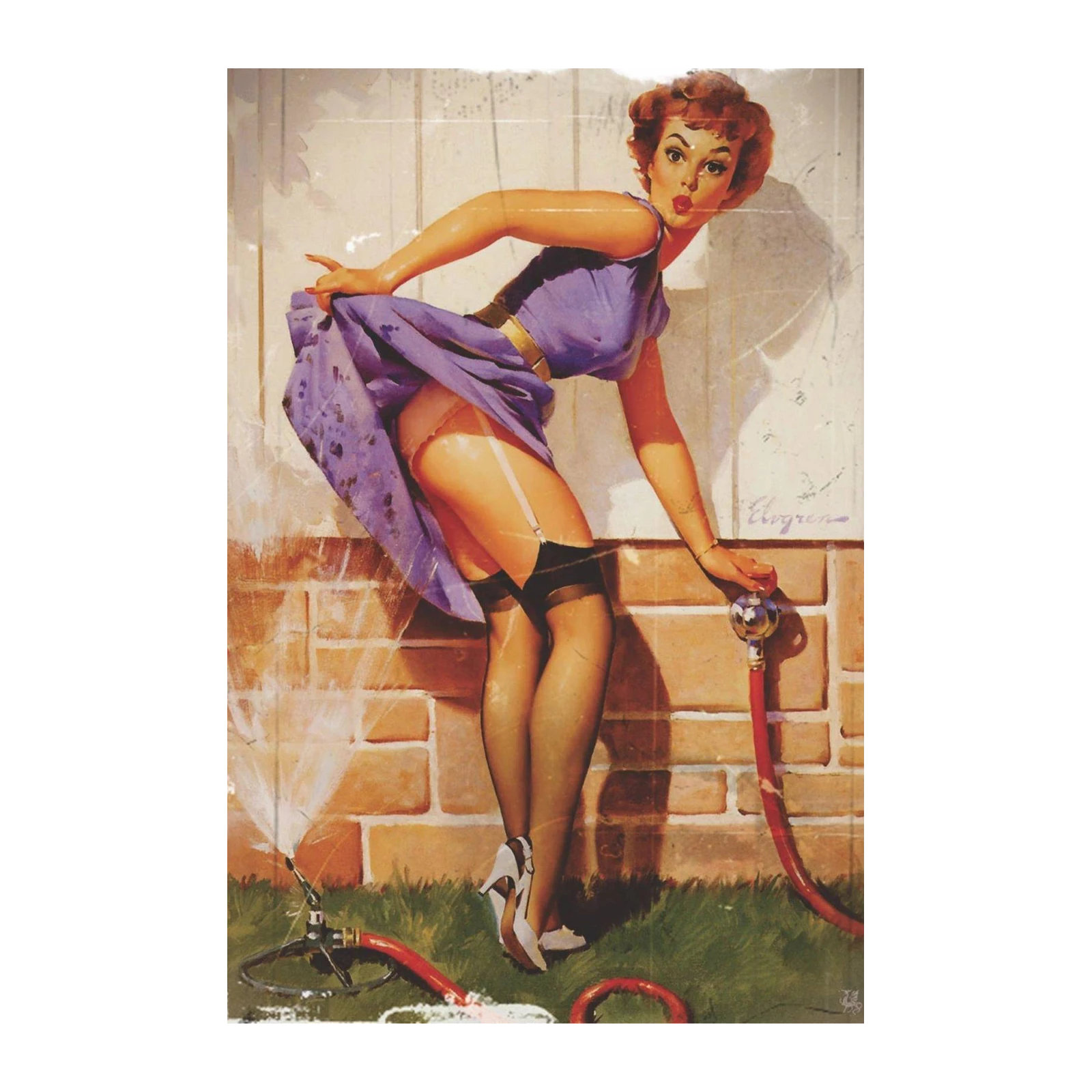 Retro Pin-Up Garden Hose Wall Art