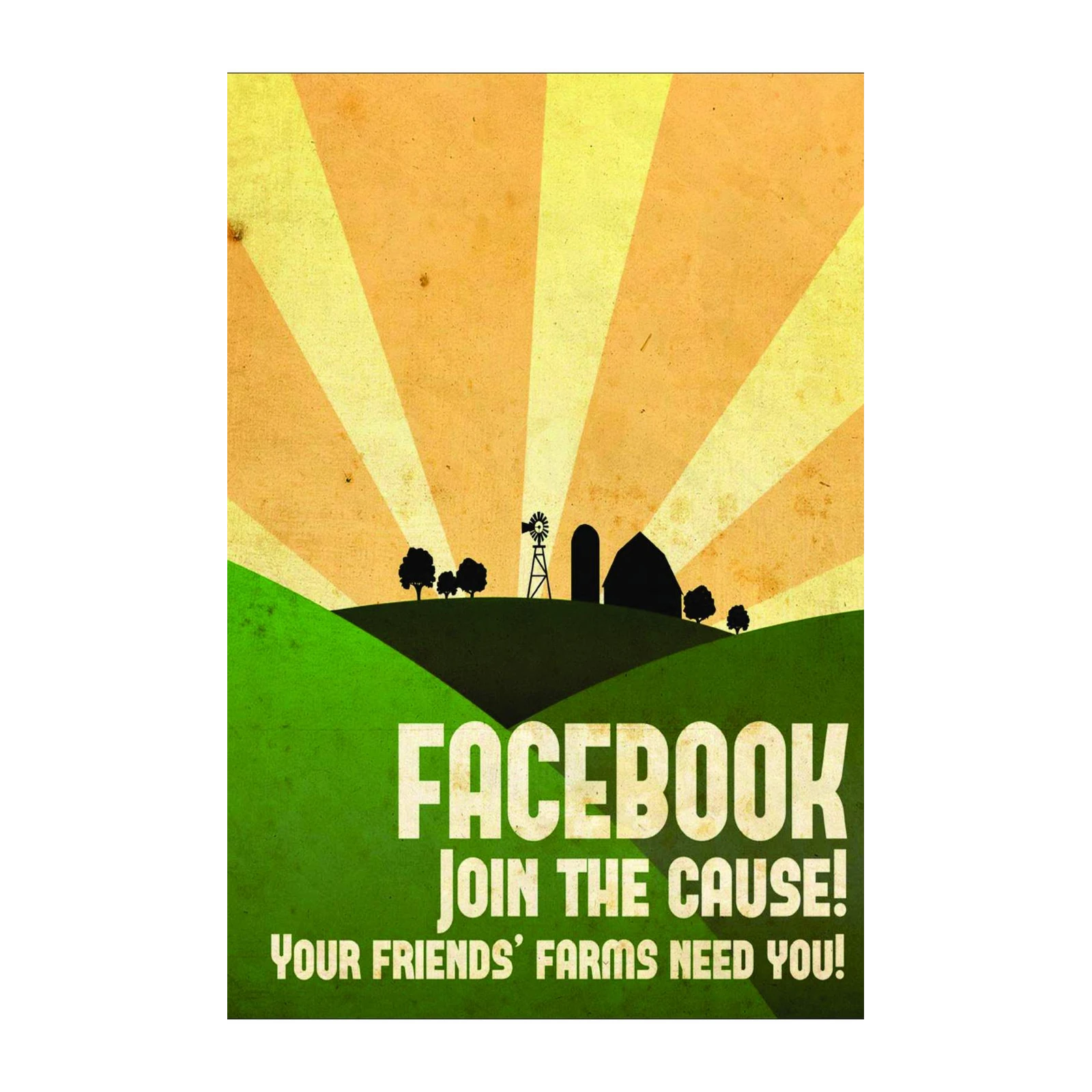 Farm Village Retro Sunset Wall Art