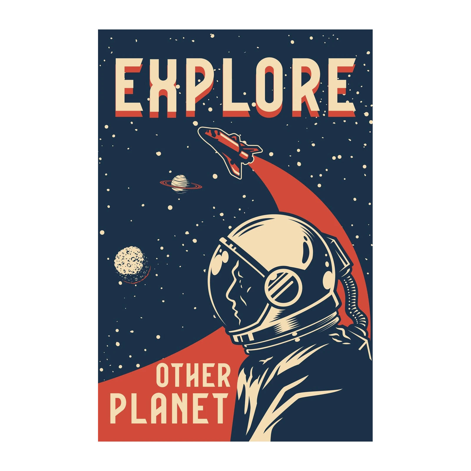 Retro Space Exploration Astronaut Wall Art