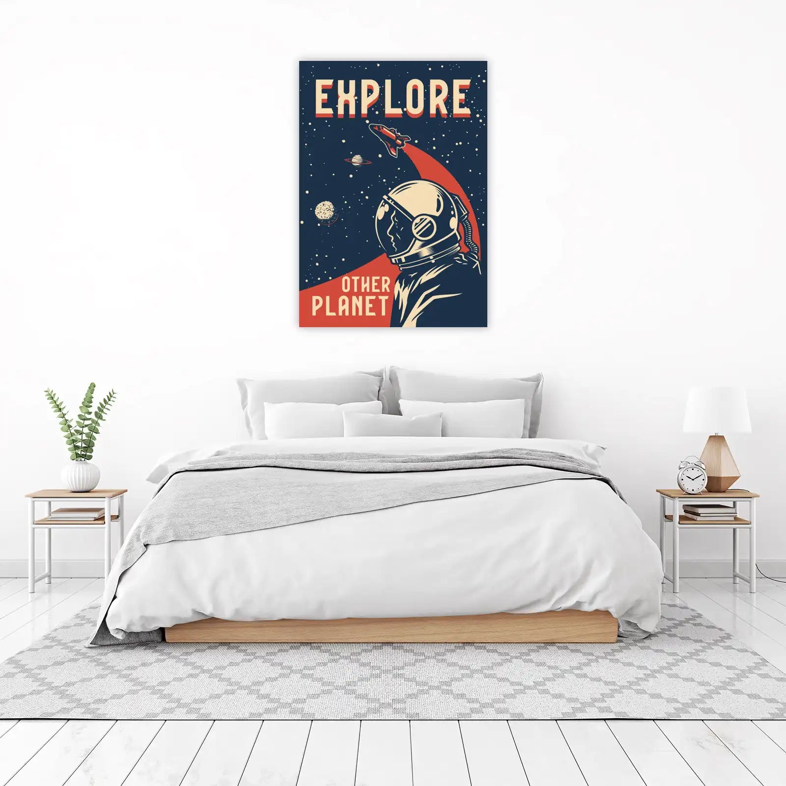 Retro Space Exploration Astronaut Wall Art