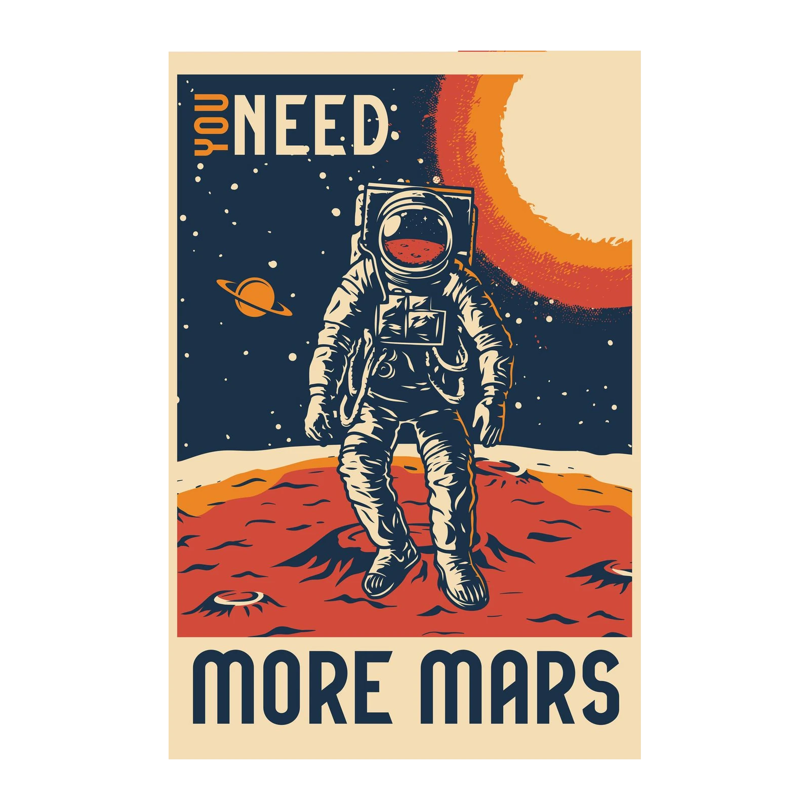 Retro Astronaut "You Need More Mars" Wall Art