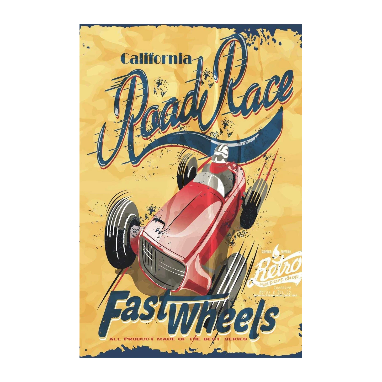 Retro California Road Race Fastwheels Wall Art