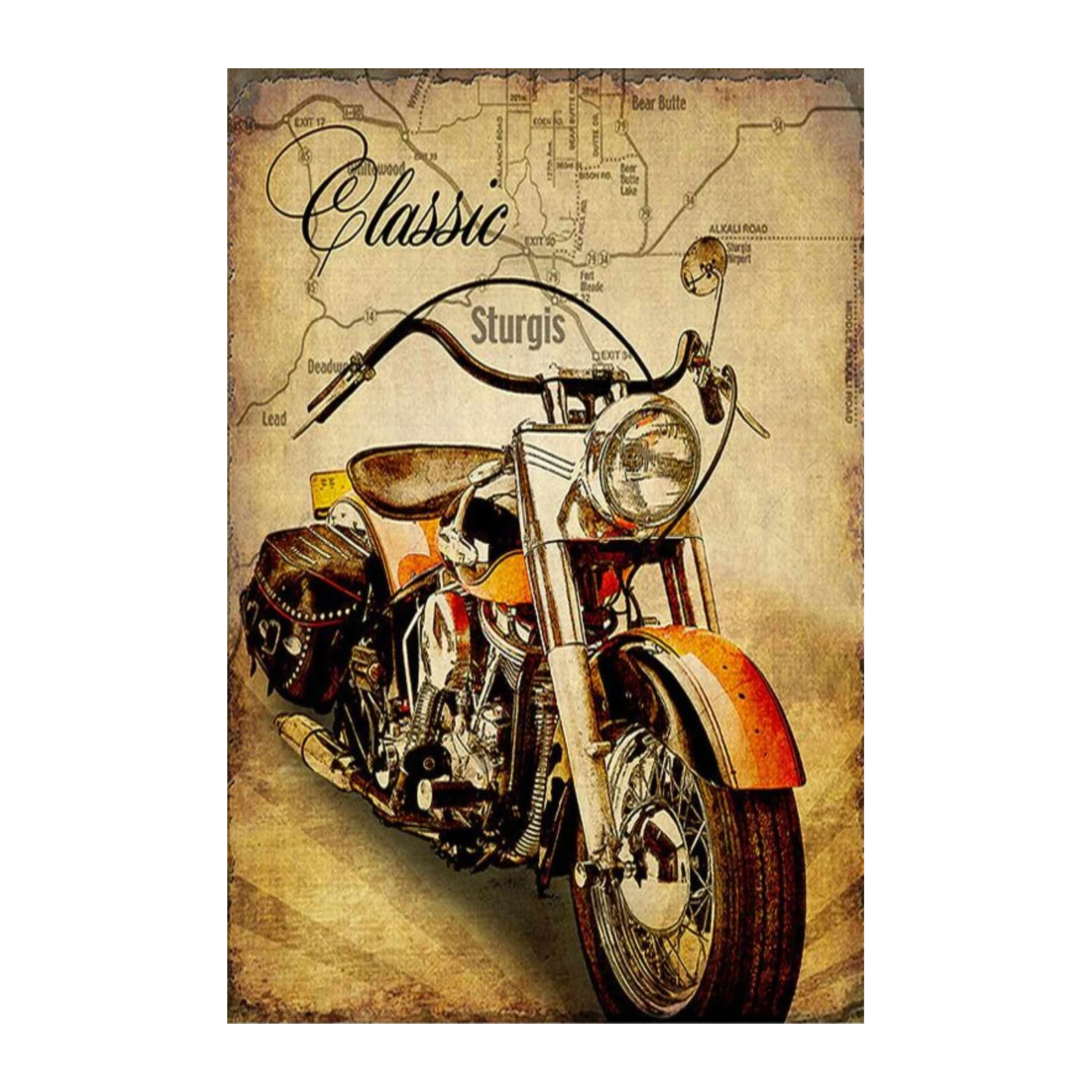 Vintage Sturgis Motorcycle Road Trip Wall Art