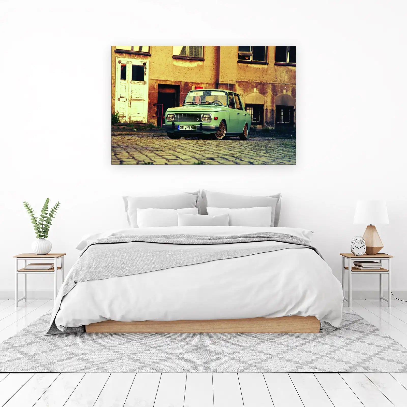 Vintage Mint Green Classic Car Wall Art