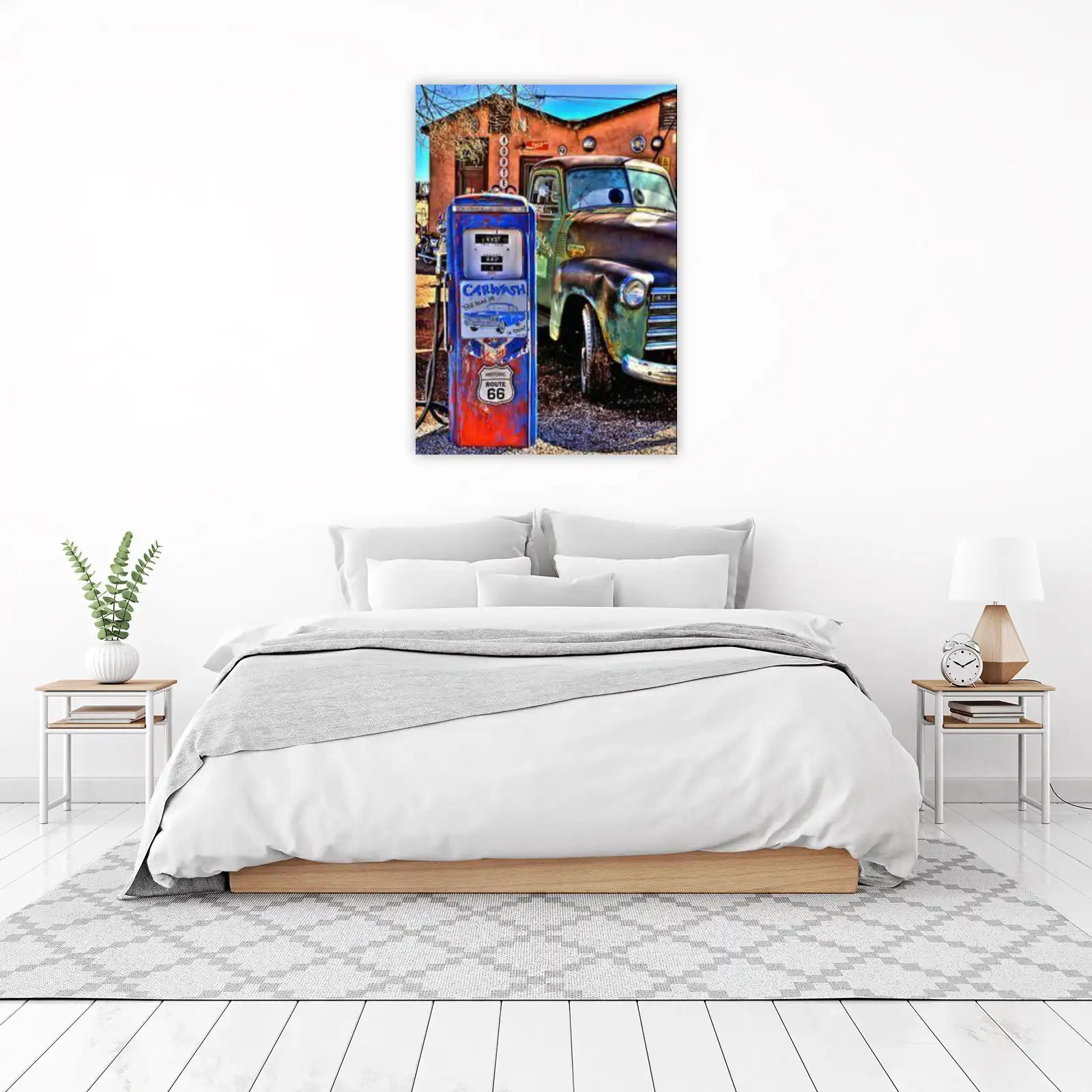 Vintage Route 66 Gas Pump & Truck Wall Art