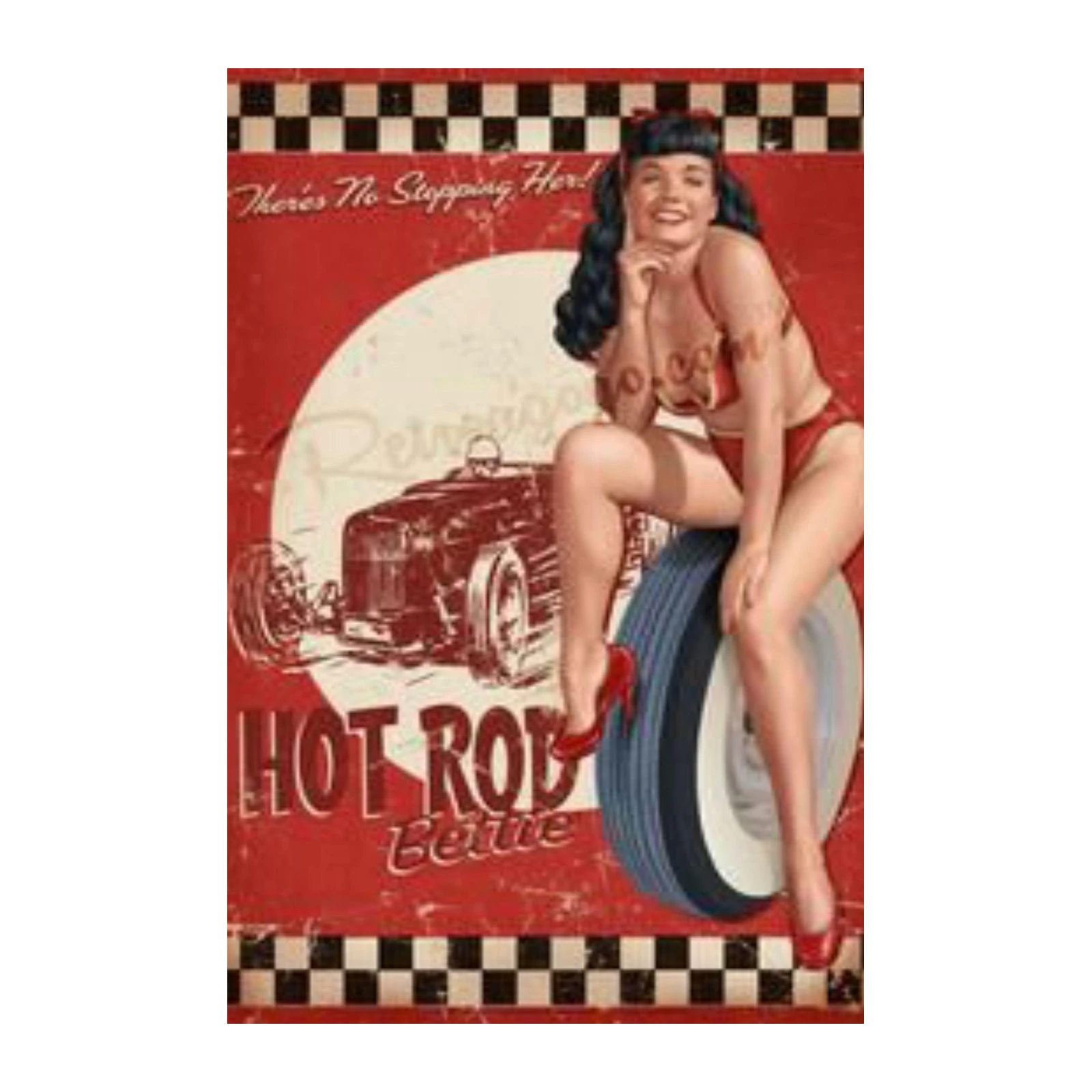 Retro Hot Rod Pin-Up Girl Wall Art
