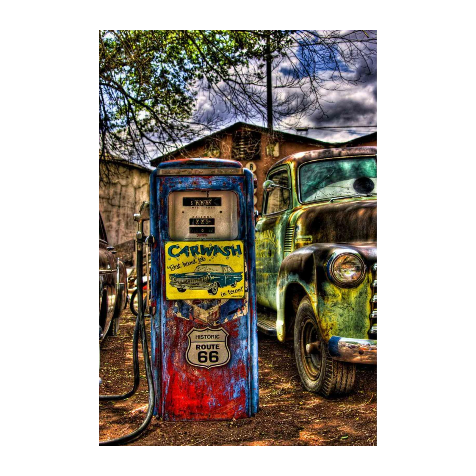 Vintage Route 66 Carwash Gas Pump Wall Art