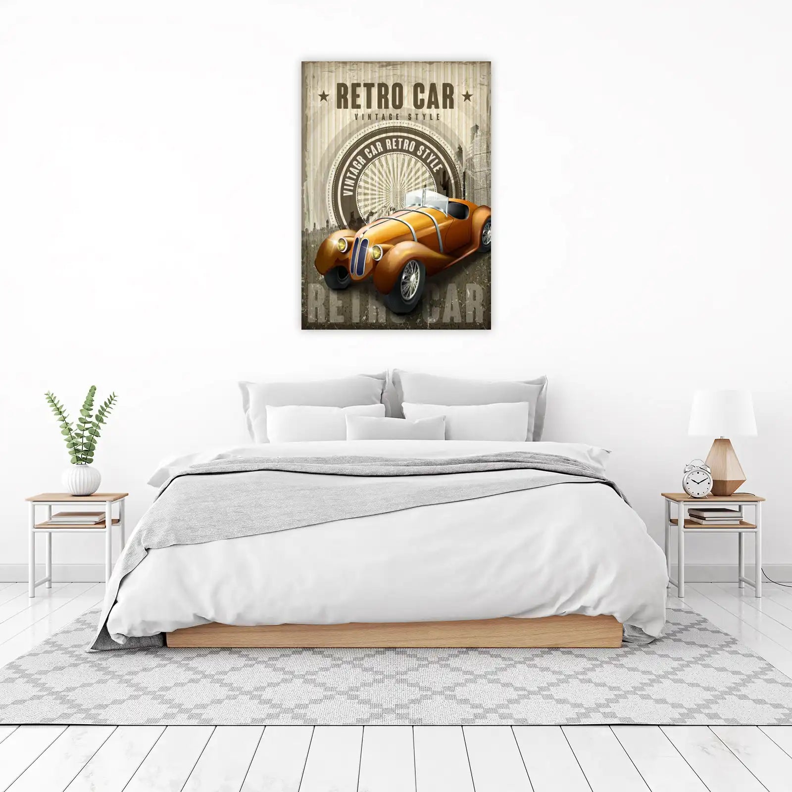 Vintage Orange Retro Car Wall Art