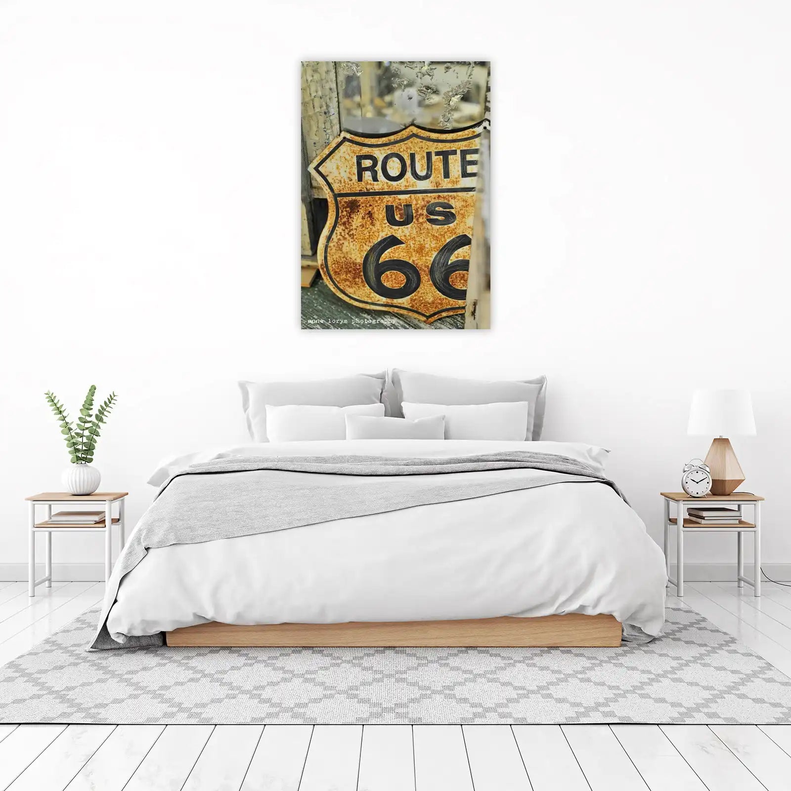 Rustic Route 66 Vintage Road Sign Wall Art